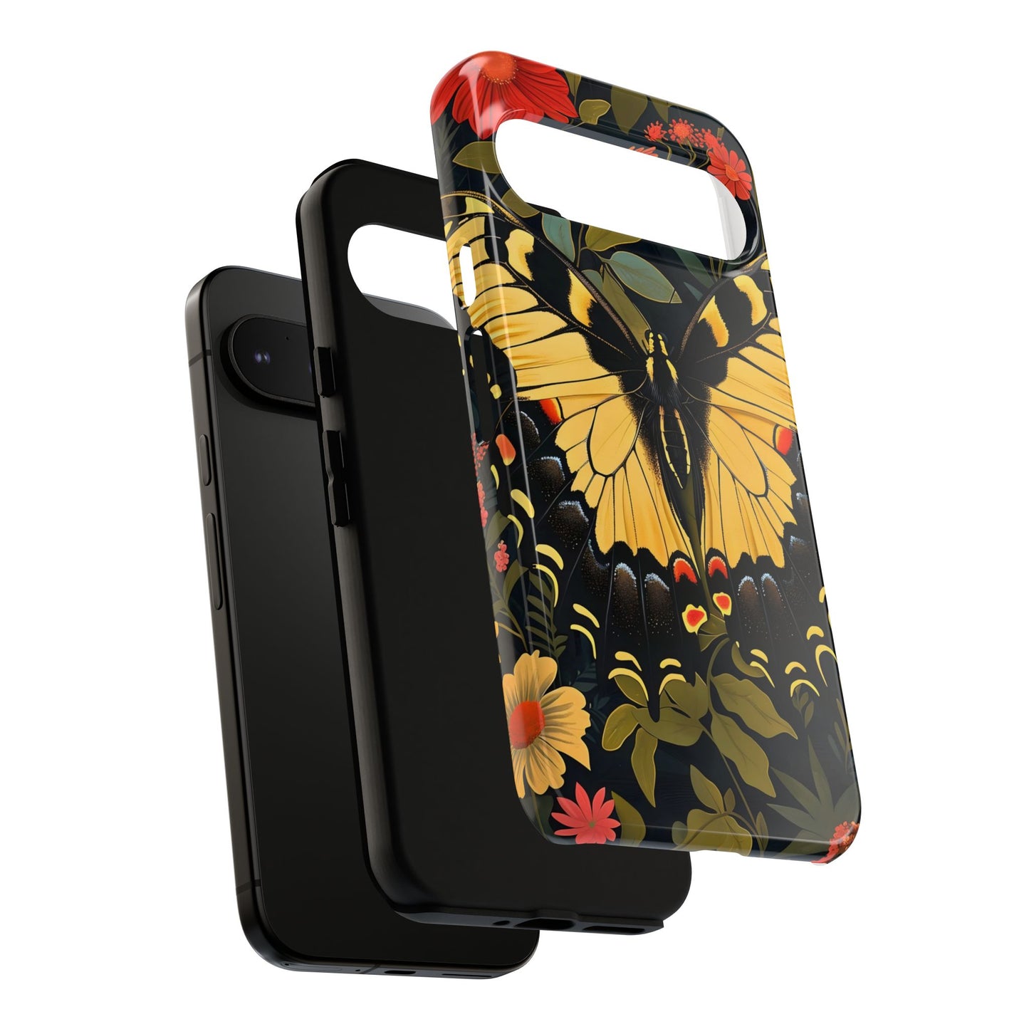 Butterfly Floral Phone Case, Tough Cases with Vibrant Design, Protective Cover for Nature Lovers, Gift for Her