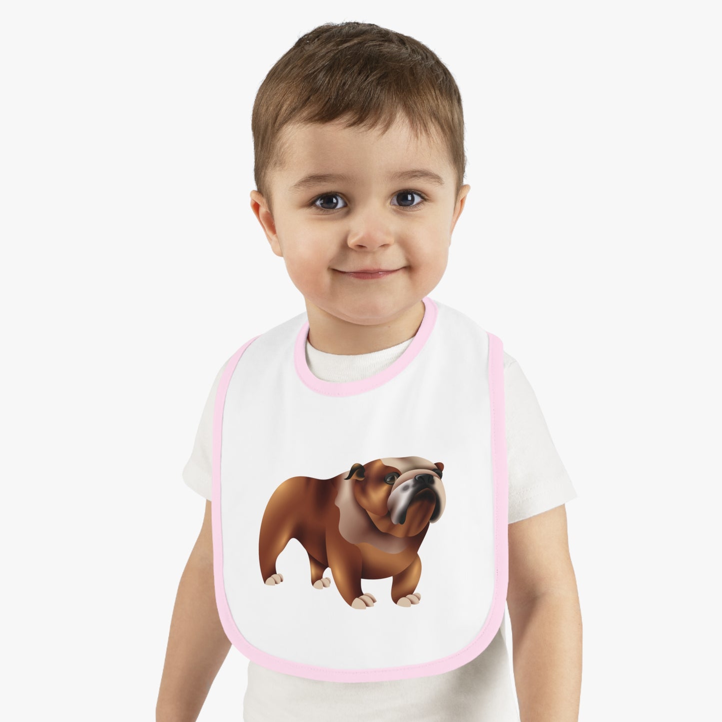 Cute Bulldog Baby Bib, Nursery Feeding Bib, Dog Lover Gift, Baby Shower Essential, Toddlers Bib with Contrast Trim
