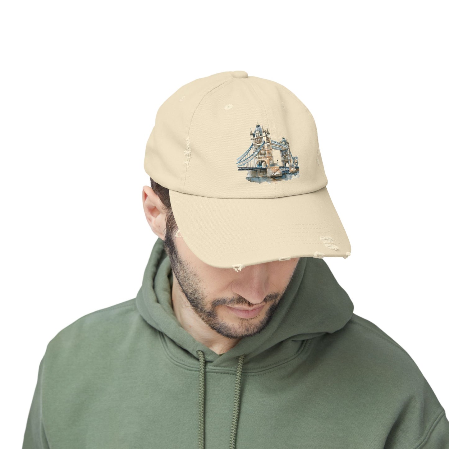 Vintage London Bridge Cap, Trucker Hat, Distressed Baseball Cap, Casual Wear, Gift for Travelers, Unisex Cap