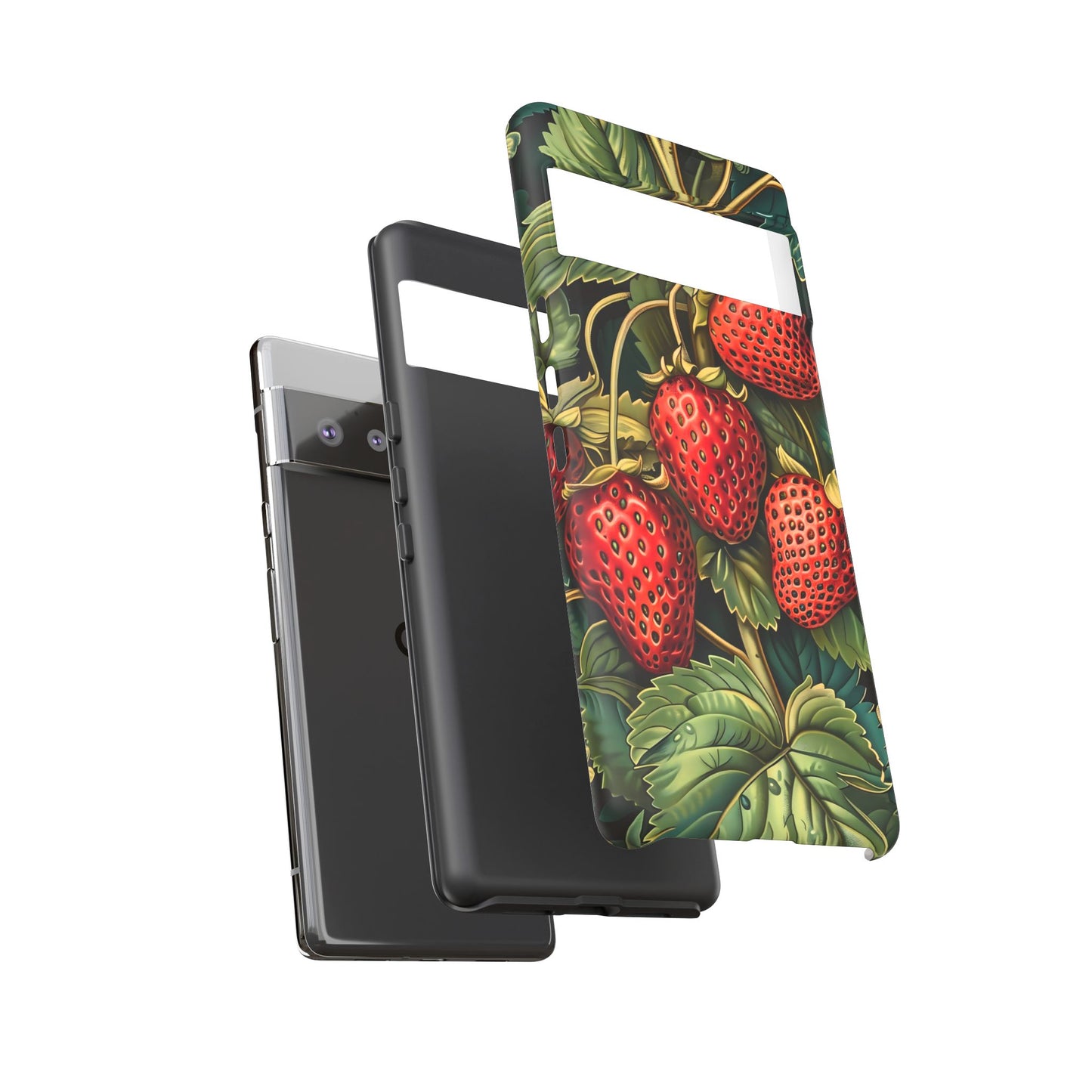 Strawberry Phone Case, Tough Berry Case, Floral Phone Cover, Cute Smartphone Shell, Nature-Inspired Gift