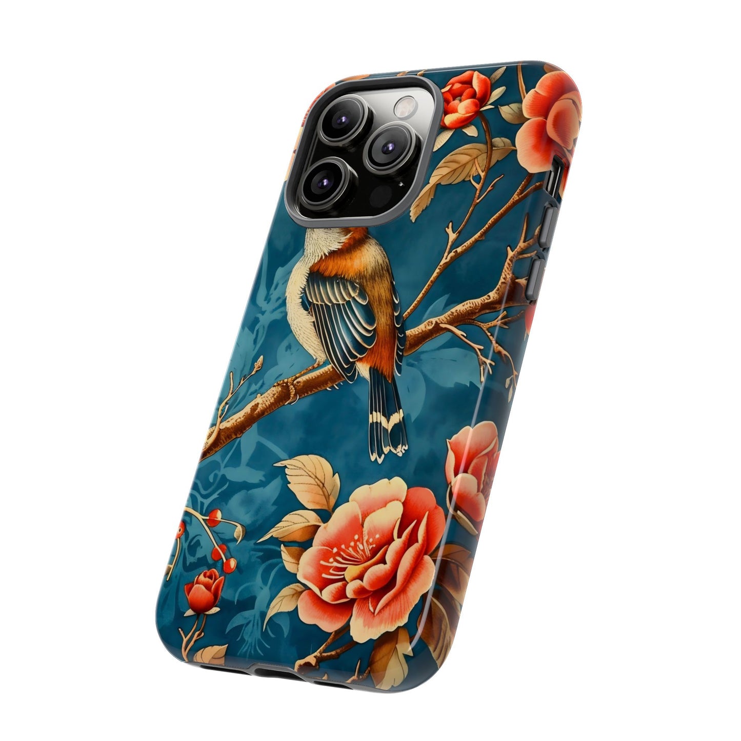Bird & Floral Phone Case, Tough Cases for Nature Lovers, Gift for Her, Customizable Design, Vibrant Tech Accessories