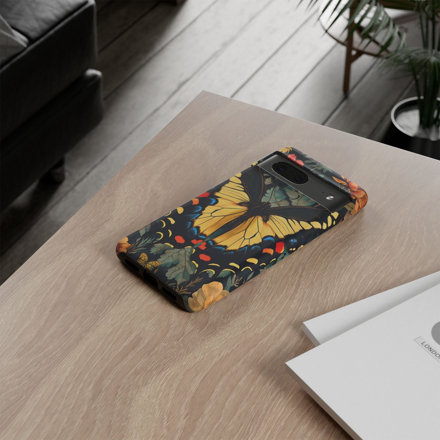 Butterfly Floral Phone Case, Art-inspire Tough Case, Gift for Nature Lovers, Butterfly Pattern Cover, Eco-Friendly Mobile Accessory
