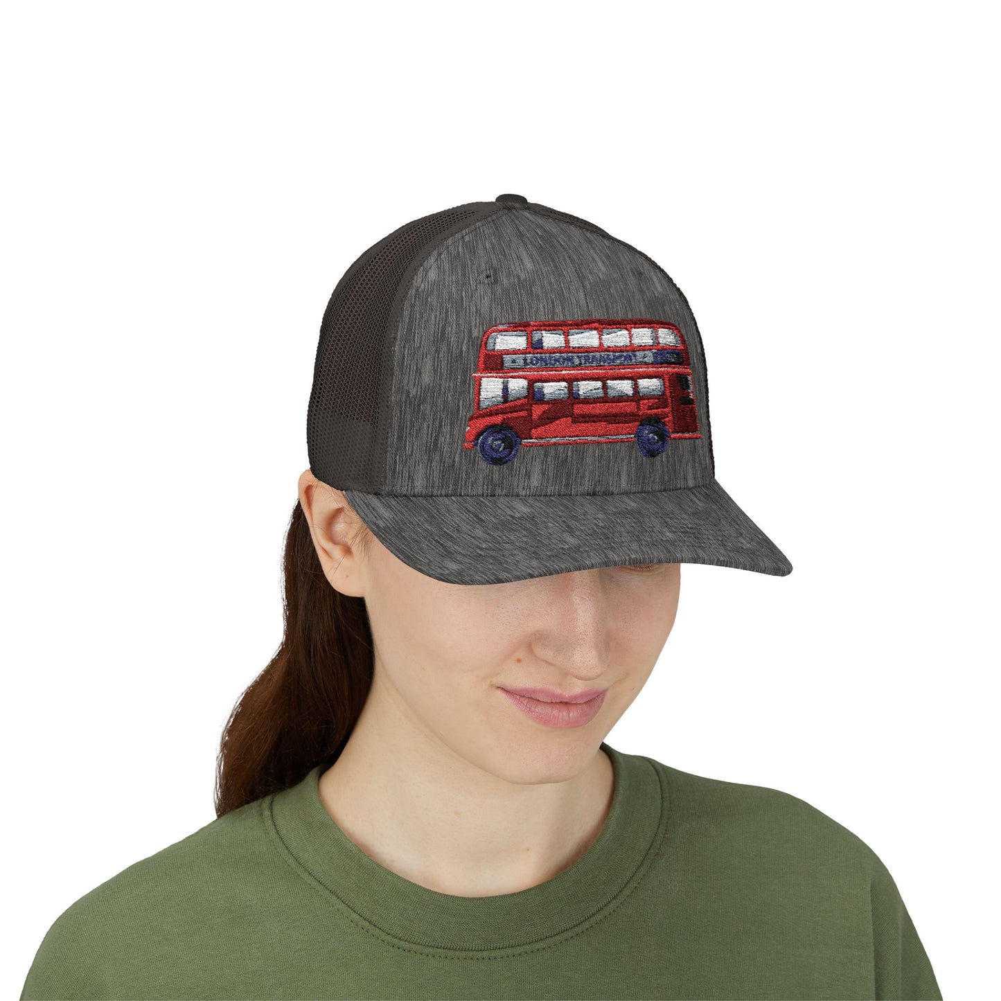 Sparkling London Bus Snapback Trucker Cap | Fitted Hat for Travel Lovers, Trendy Accessory, Gift for Him/Her, Summer Fashion