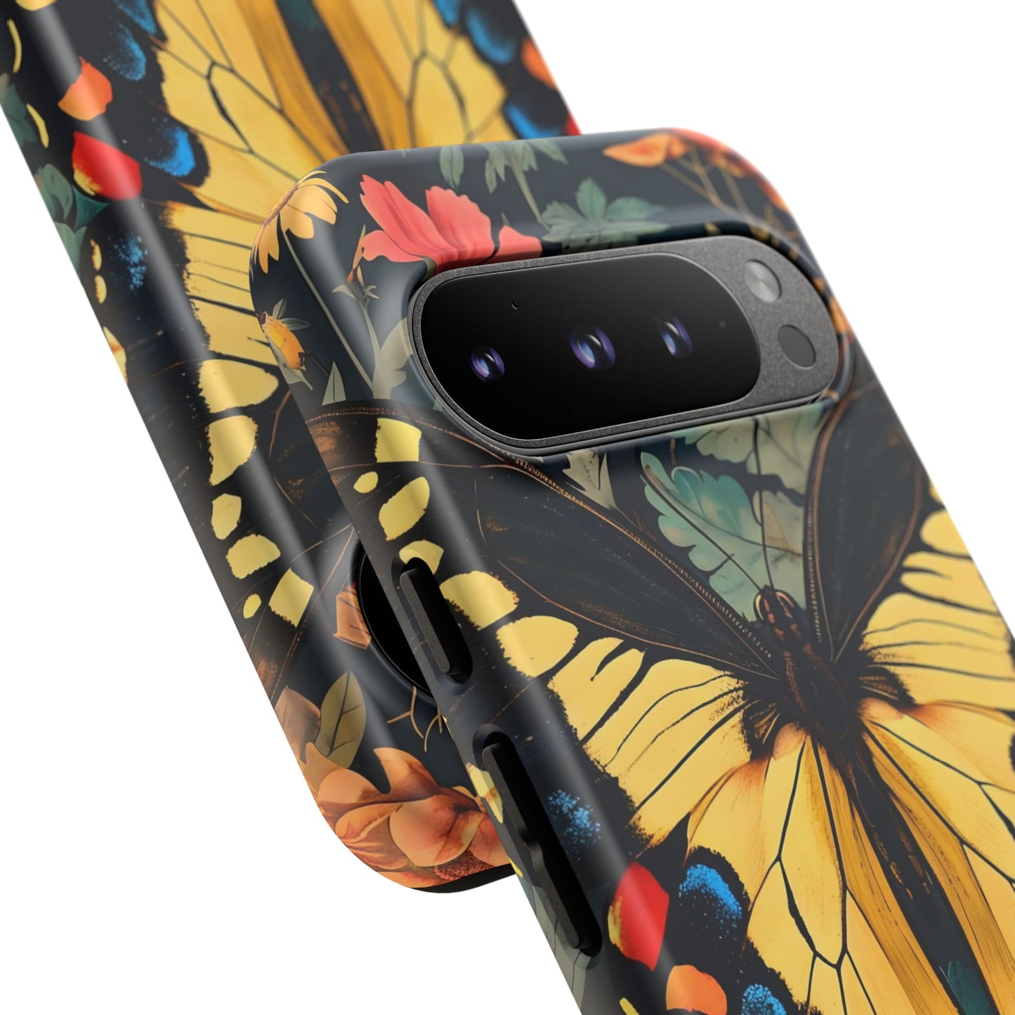 Butterfly Floral Phone Case, Art-inspire Tough Case, Gift for Nature Lovers, Butterfly Pattern Cover, Eco-Friendly Mobile Accessory