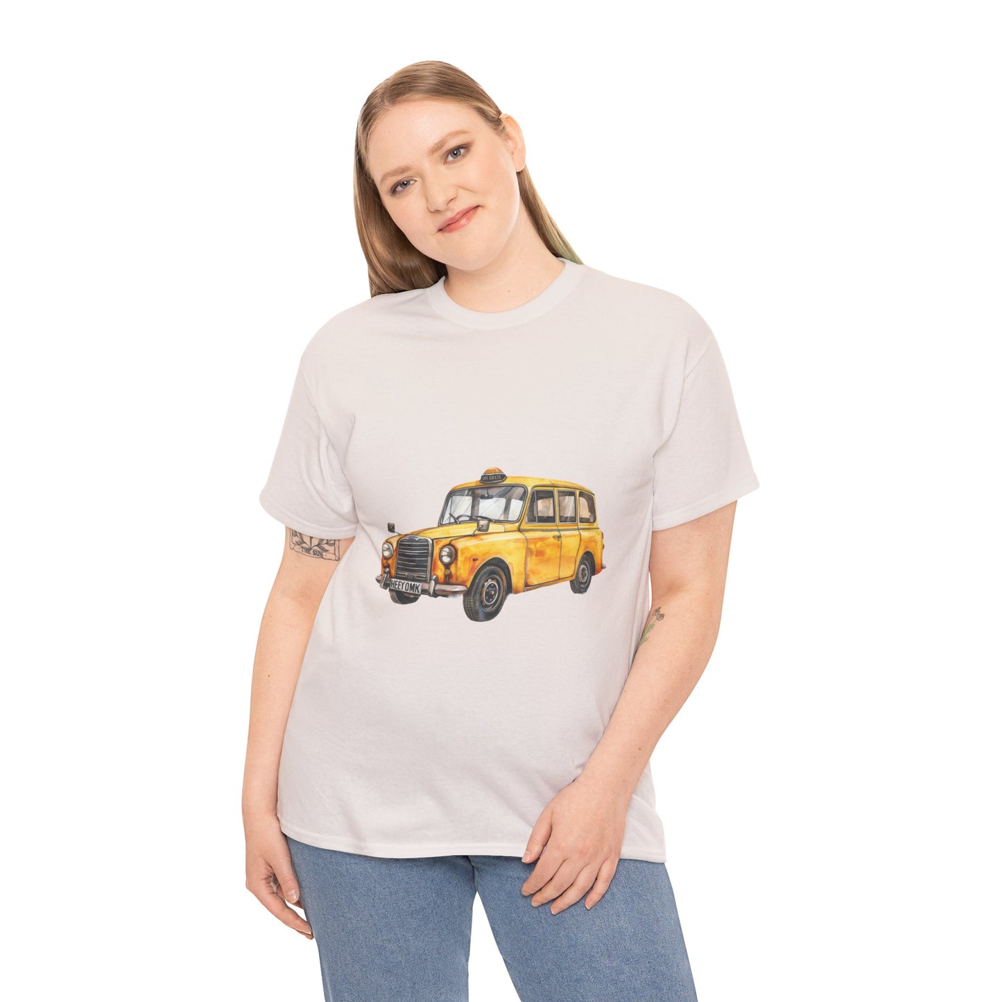 Unisex Heavy Cotton Tee - British Vintage Car - Classic Elegance and Timeless Style