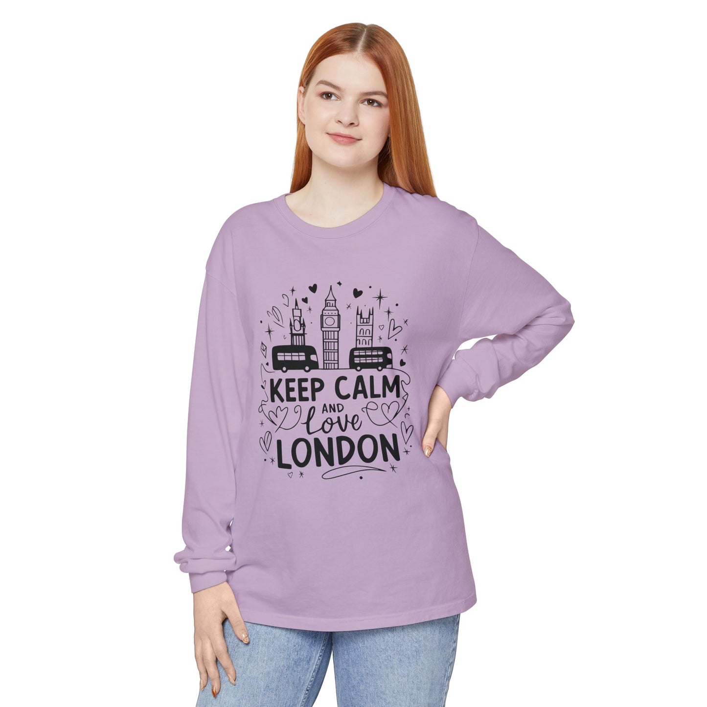 Unisex Garment-dyed Long Sleeve T-Shirt - Keep calm and love London