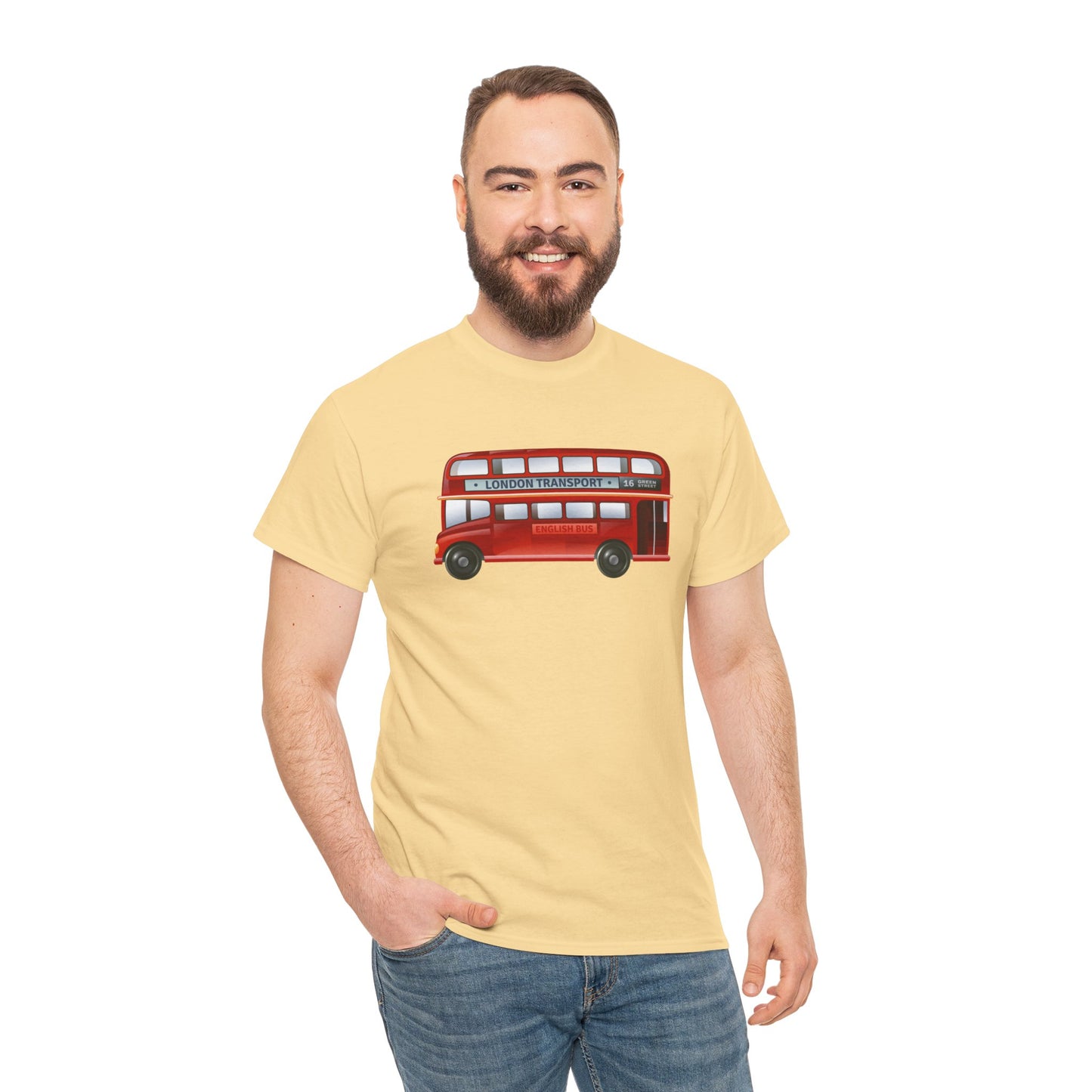 Unisex Heavy Cotton T-Shirt - Classic London Transport - The English Bus
