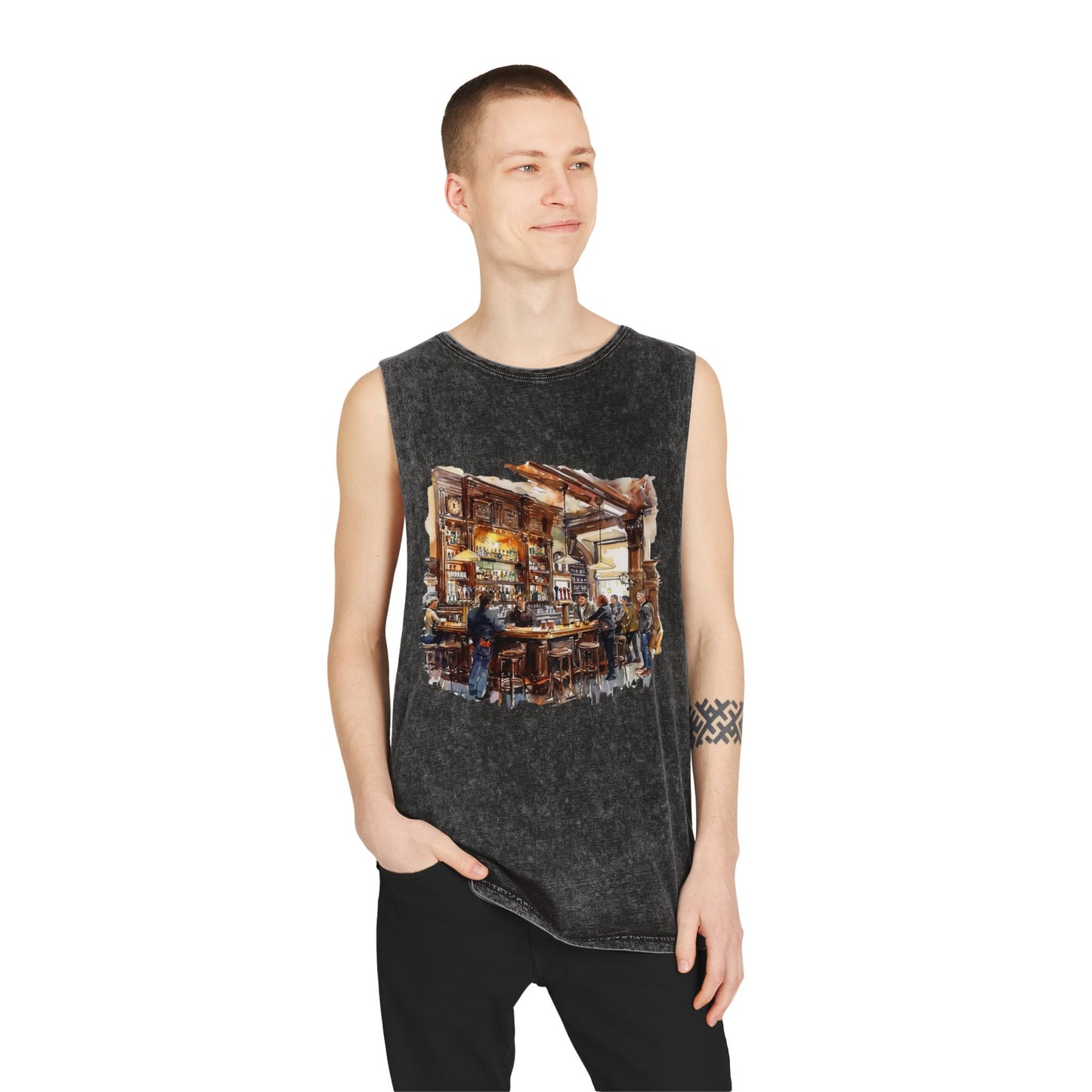 Unisex Stonewash Tank Top - Cozy British Pub