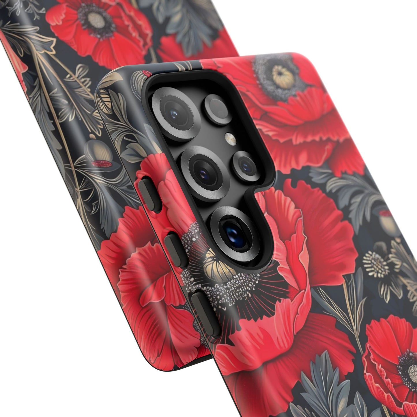 Floral Phone Case with Artistic Poppies, Tough Cases, Flower Design, Nature Lover Gift, Customizable Mobile Cover, Stylish Phone Accessories