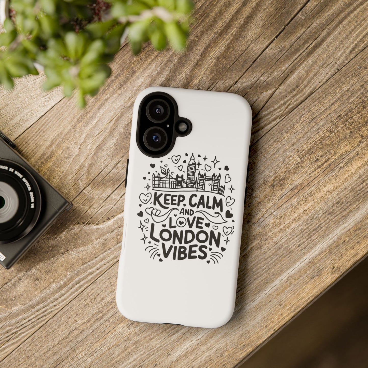 London Vibes Phone Case – Keep Calm Design, iPhone Accessories, Gift for Travelers, London Souvenir, Unique Cell Phone Cover