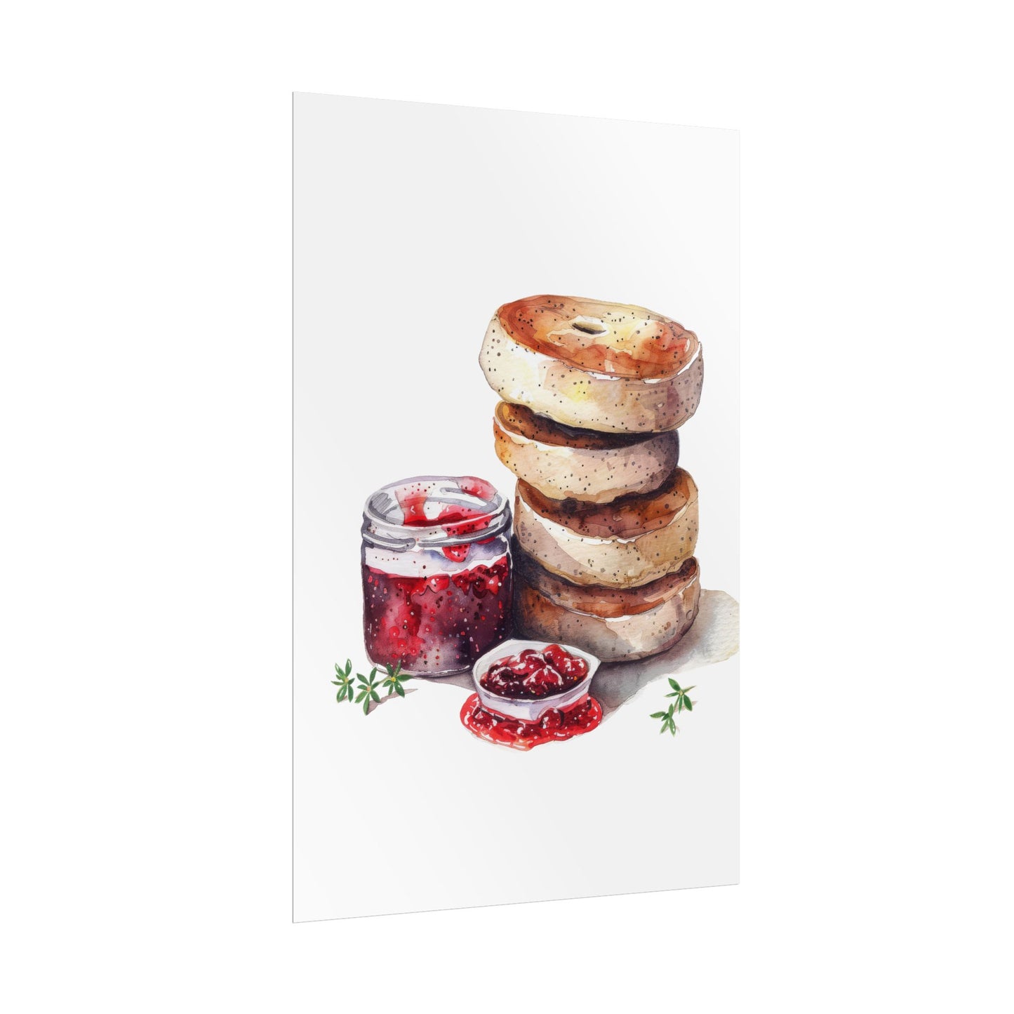 Breakfast Bagel Art Print, Foodie Decor, Kitchen Wall Art, Rolled Poster, Unique Food Gift, Home Cooking Decor