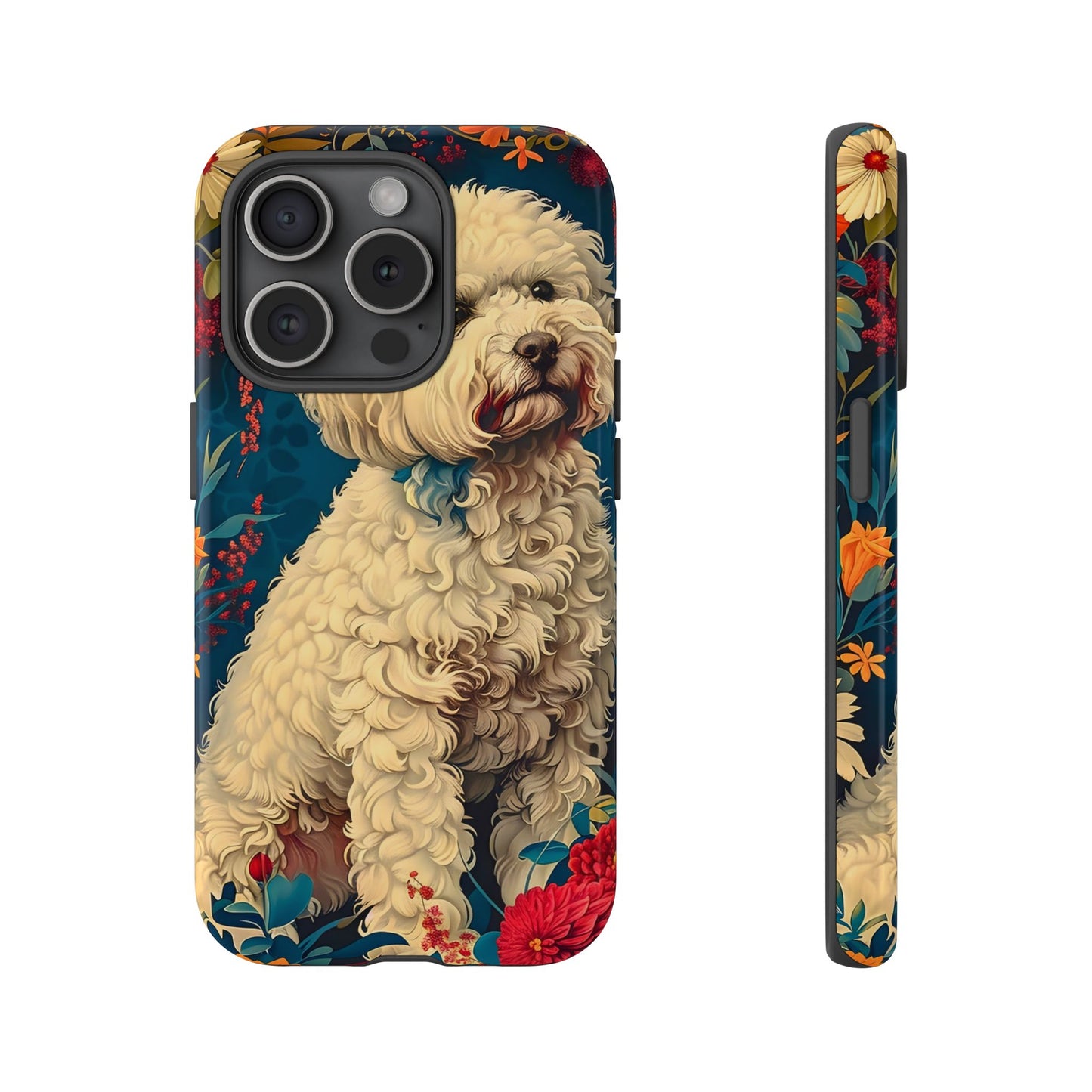 Cute Dog Phone Case, Pet Lover Gift, Floral Design Tough Case, Custom Dog Art, Birthday Gift for Dog Owners, Unique Phone Accessories
