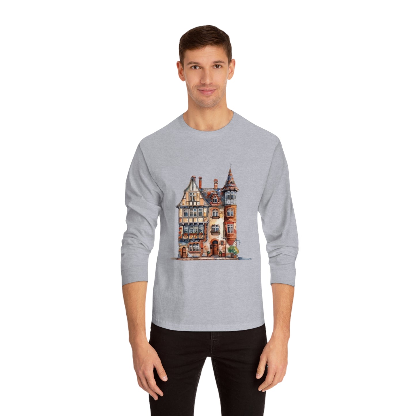 Unisex Classic Long Sleeve T-Shirt - British Historic House - Classic Architectural Elegance