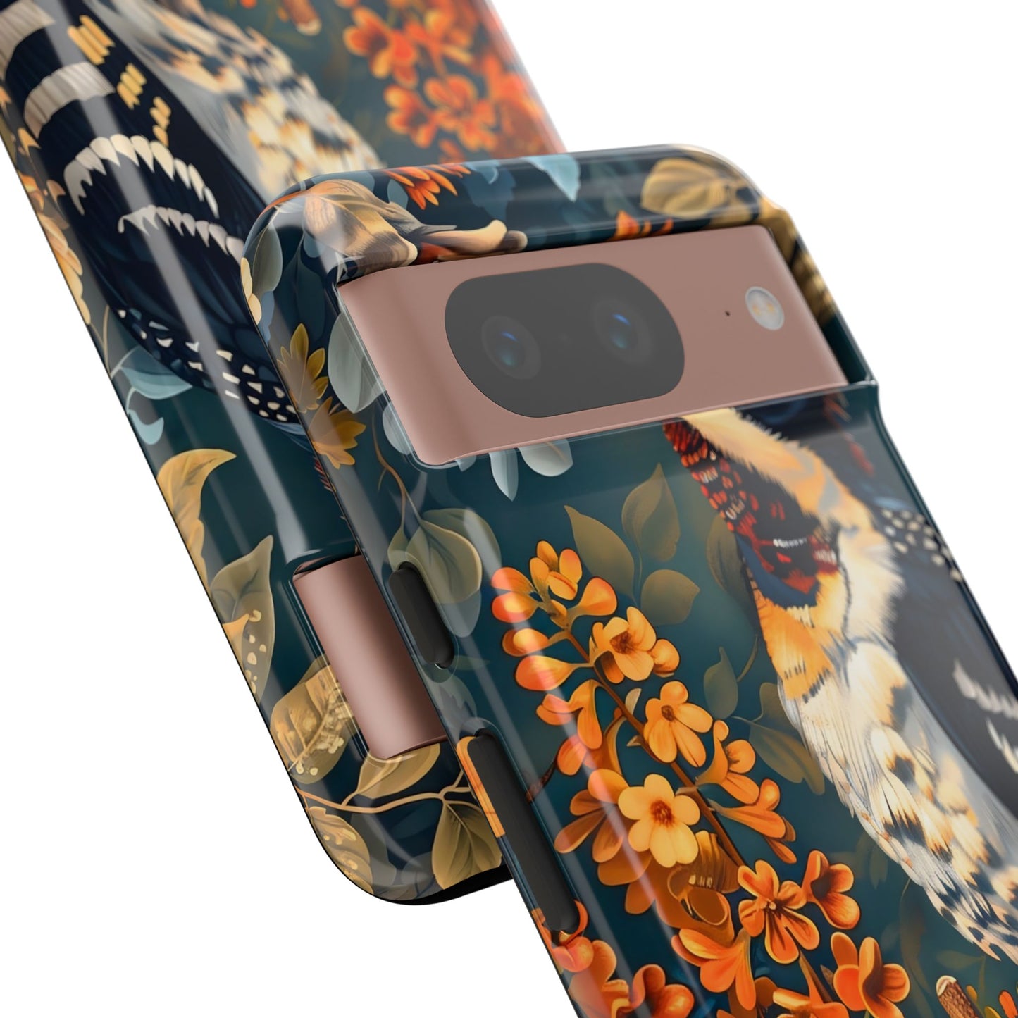 Tough Cases: Floral Bird Phone Case, Vintage Style Cover, Nature Lover Gift, Botanical Design, Spring Inspire Fashion