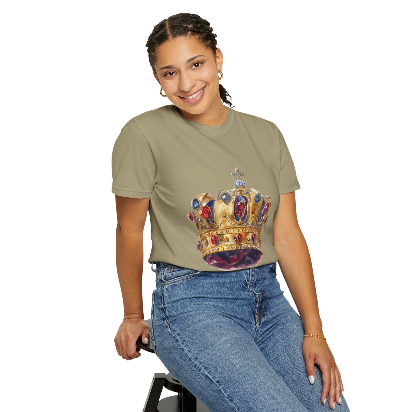 Unisex Garment-Dyed T-shirt - British Royal Crown Design - Iconic Symbol of Monarchy