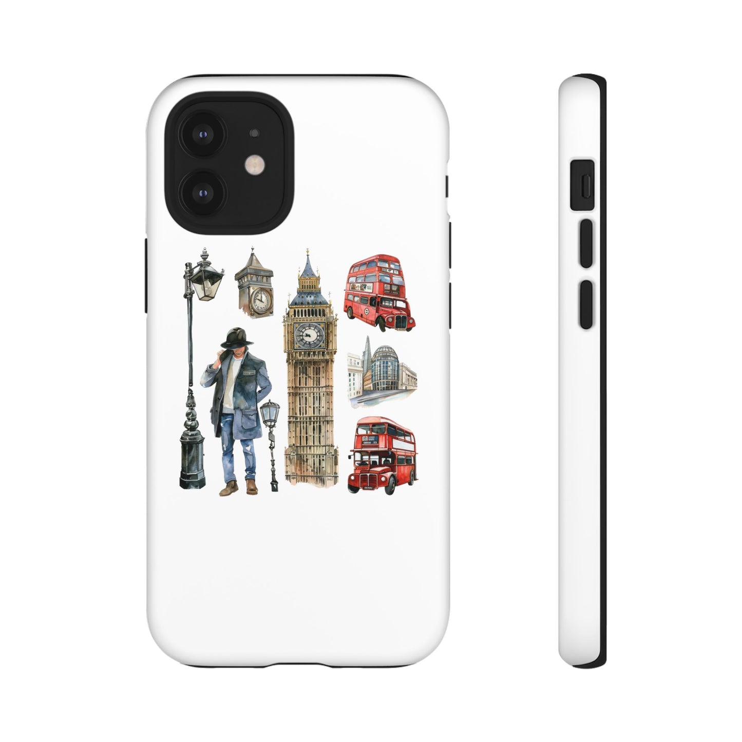 London Iconic Design Phone Case, Tough Cases, Gift for Travelers, London Souvenir, London Icons, Red Bus Phone Case