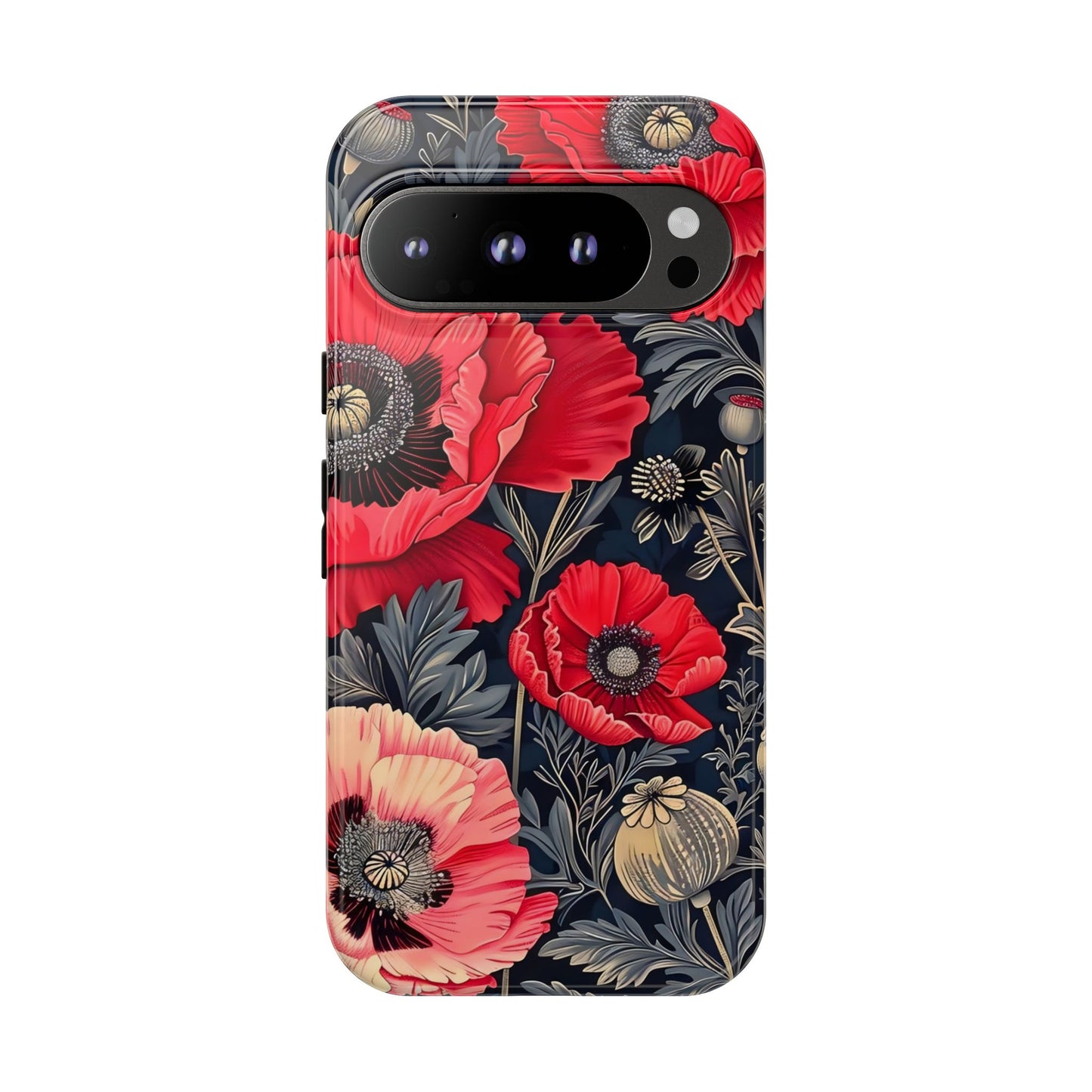Floral Phone Case with Artistic Poppies, Tough Cases, Flower Design, Nature Lover Gift, Customizable Mobile Cover, Stylish Phone Accessories