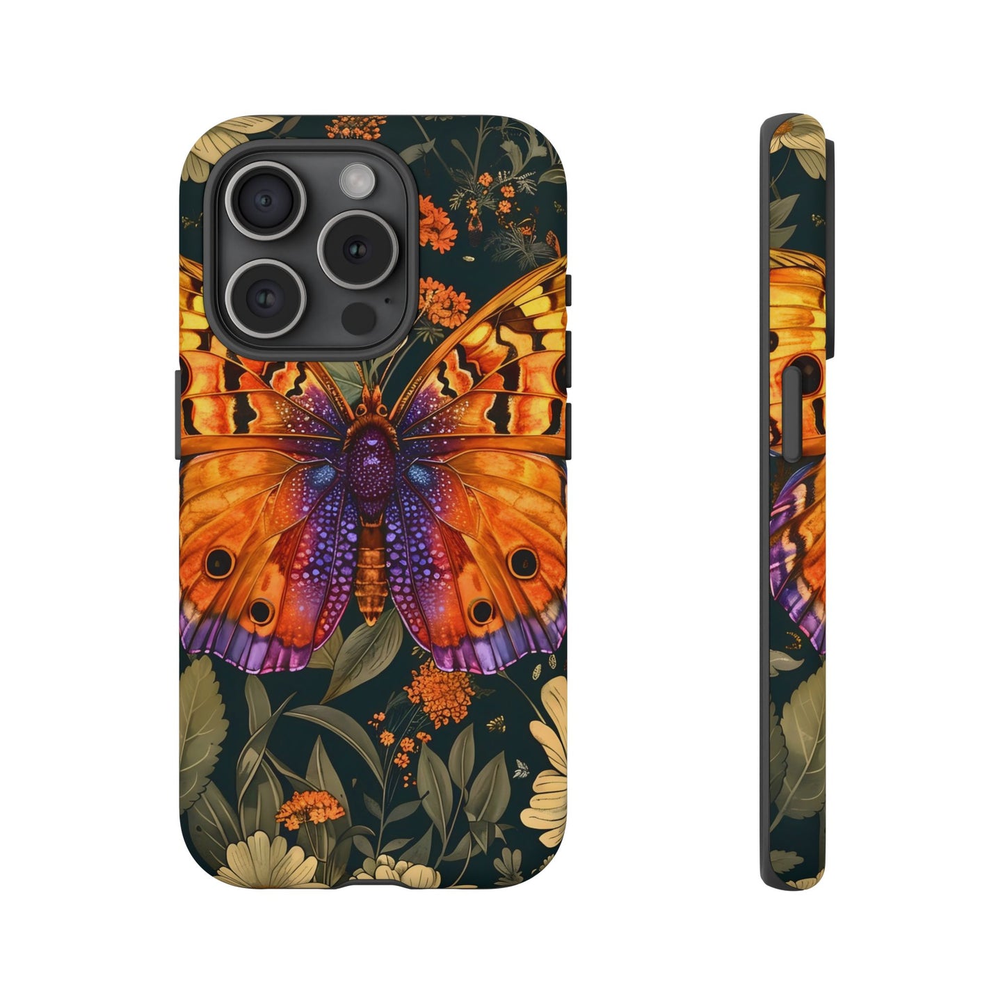 Butterfly Phone Case, Tough Cases for Nature Lovers, Vibrant Floral Design, Gift for Her, Cute Phone Accessories, Butterfly Artwork