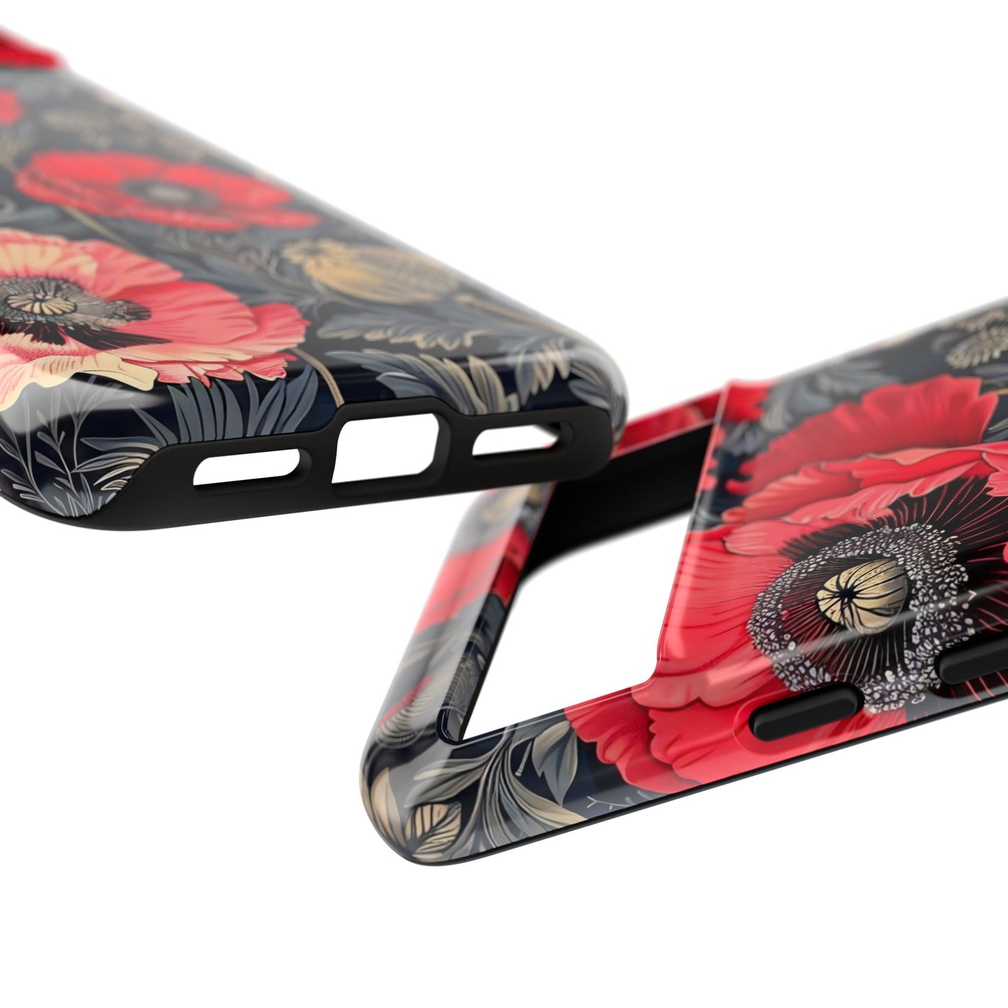 Floral Phone Case with Artistic Poppies, Tough Cases, Flower Design, Nature Lover Gift, Customizable Mobile Cover, Stylish Phone Accessories