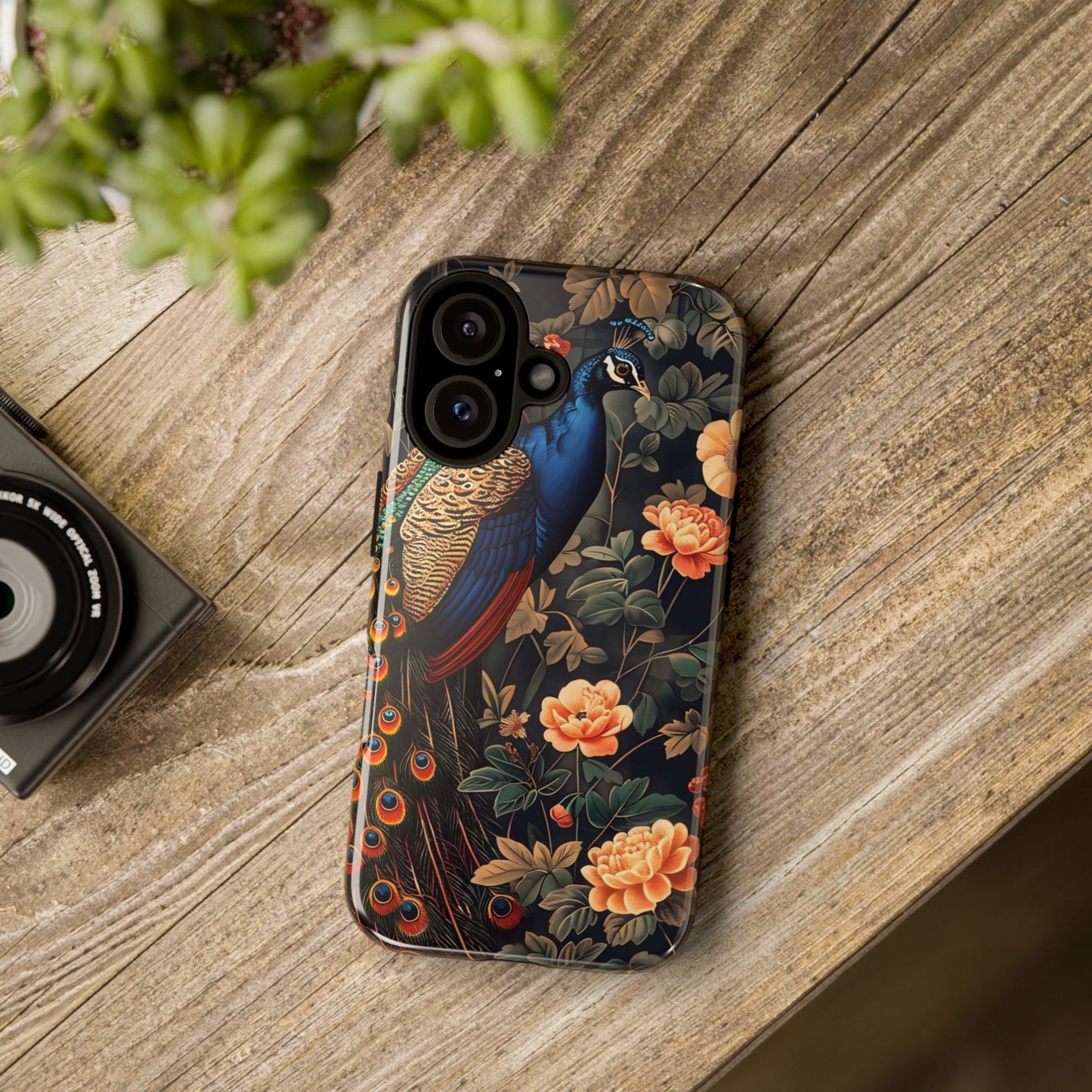 Elegant Peacock Phone Case, Floral Tough Phone Cover, Gifts for Her, Custom Art Phone Cases, Birthday, Chic Accessories