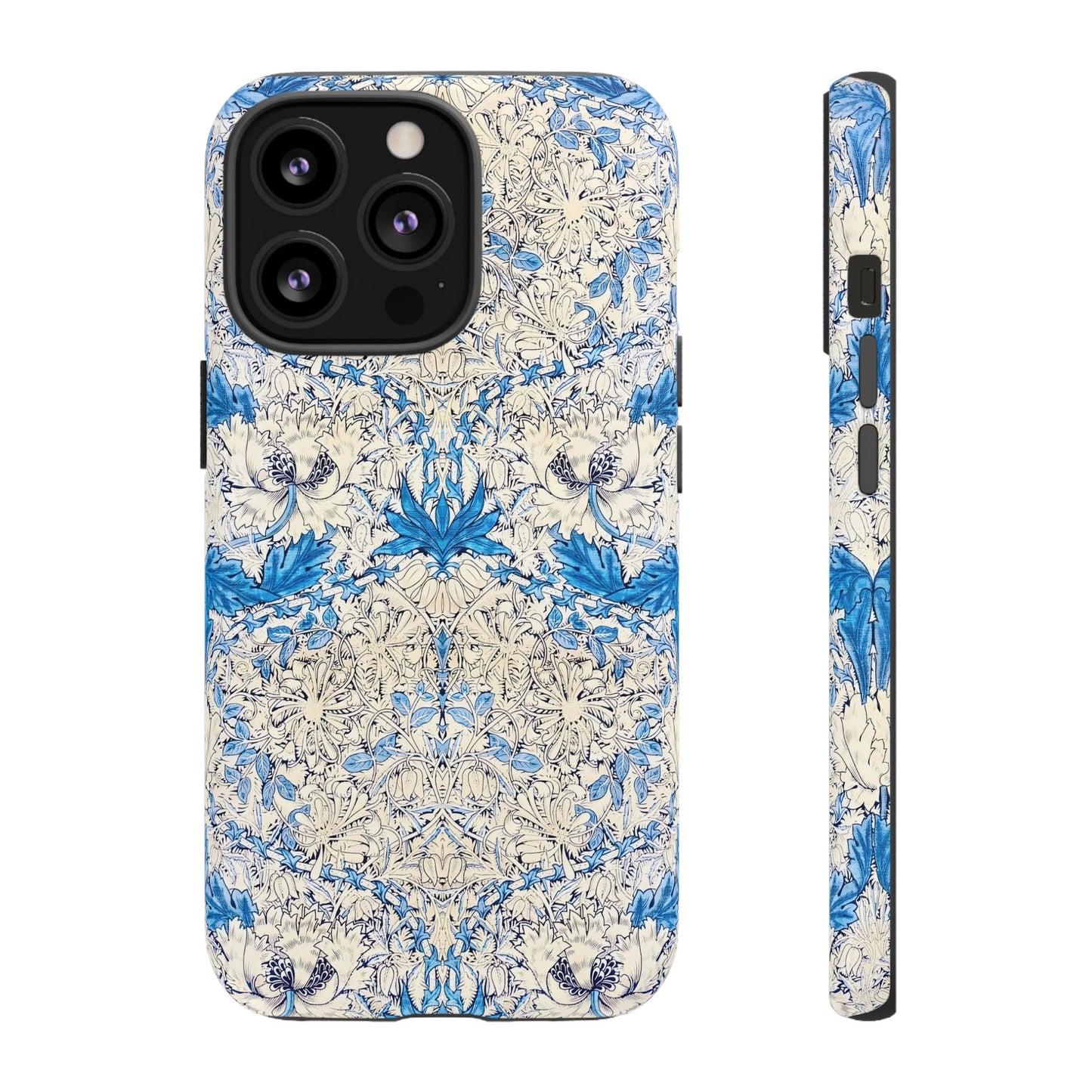 Elegant Floral Phone Case, Tough iPhone Cover, Stylish Mobile Protector, Blue Patterned Case, Unique Gift for Her