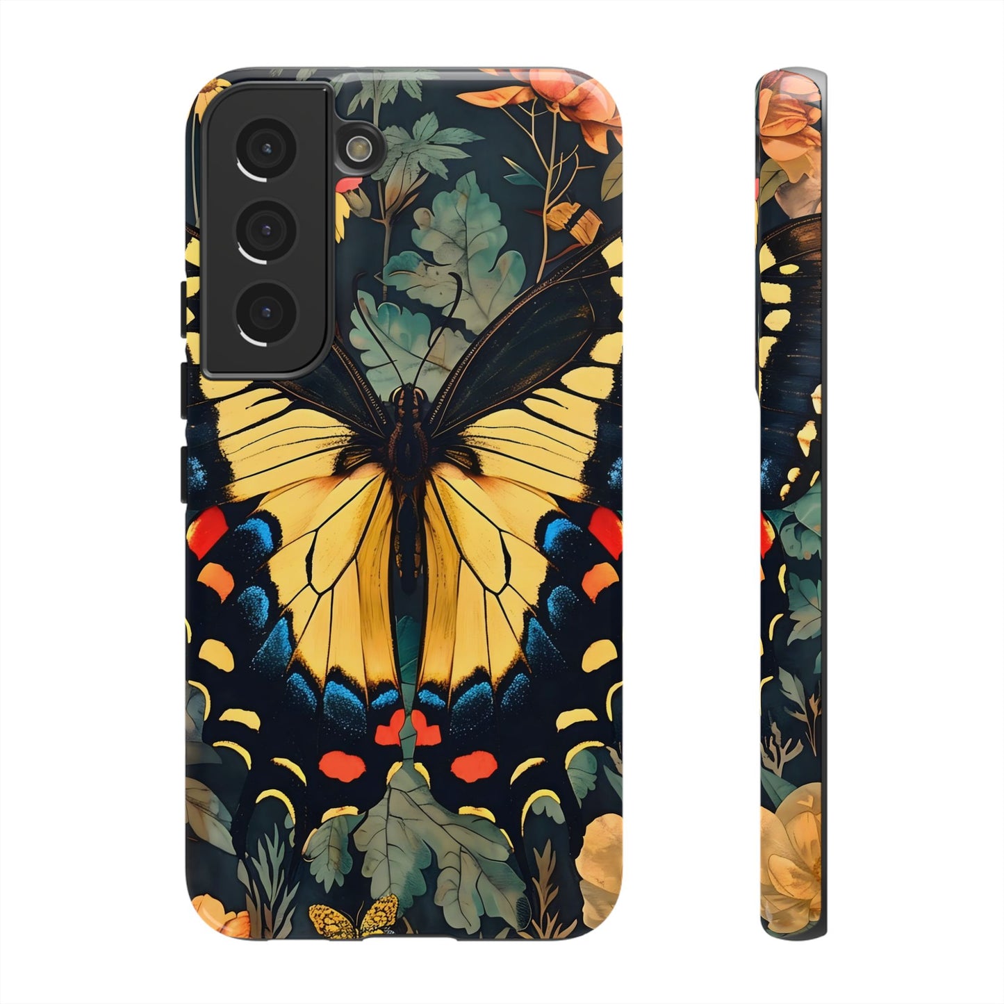 Butterfly Floral Phone Case, Art-inspire Tough Case, Gift for Nature Lovers, Butterfly Pattern Cover, Eco-Friendly Mobile Accessory