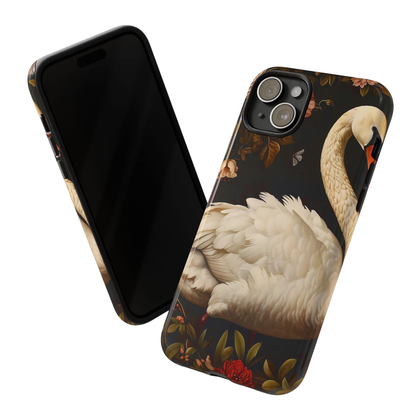 Elegant Swan Phone Case, Floral iPhone Cover, Tough Phone Case, Gift for Her, Nature Lover, Mother's Day, Birthday