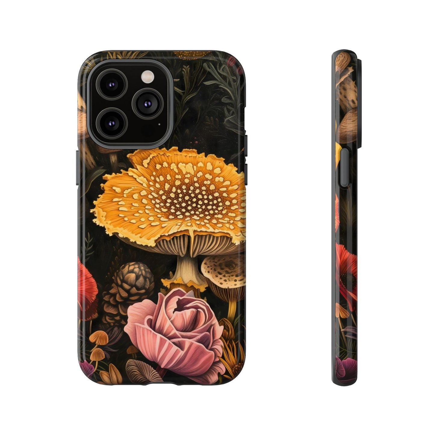 Floral Mushroom Phone Case, Tough Cases, Eco-Friendly, Nature Lover Gift, Floral Phone Cover, Stylish Phone Accessories