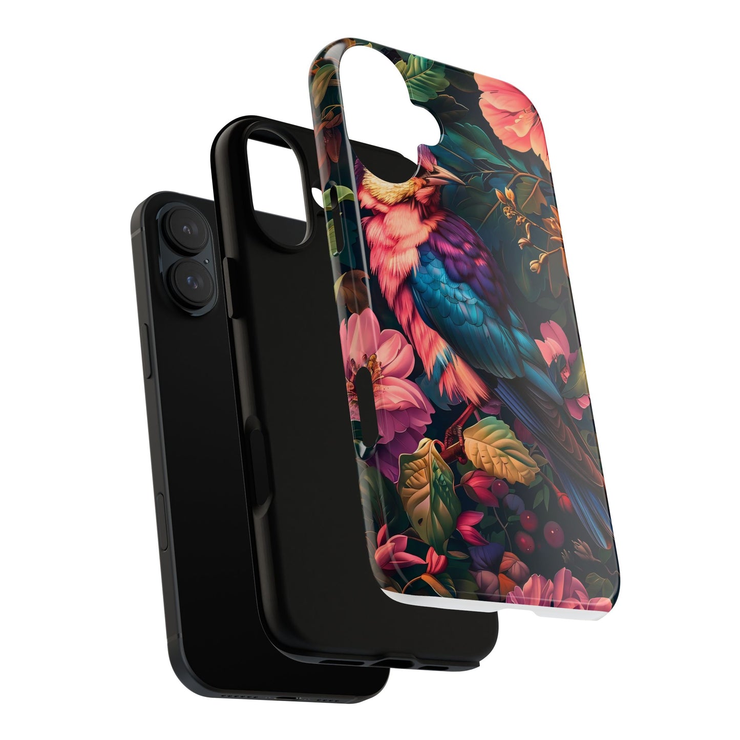 Tough Cases: Vibrant Tropical Bird Phone Case, Floral Smartphone Cover, Nature Lover Gift, Boho Phone Accessory, Cute Bird Case