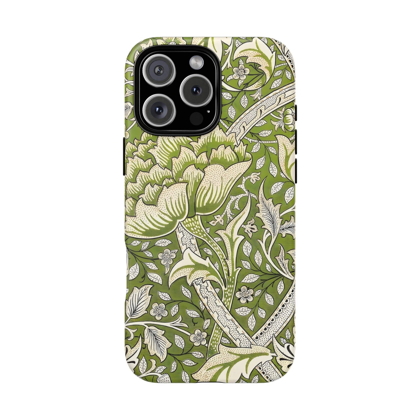 Stylish Phone Case with Floral Design, Durable Protective Cover for iPhone, Unique Gift for Birthdays, Mother's Day, Green Aesthetic