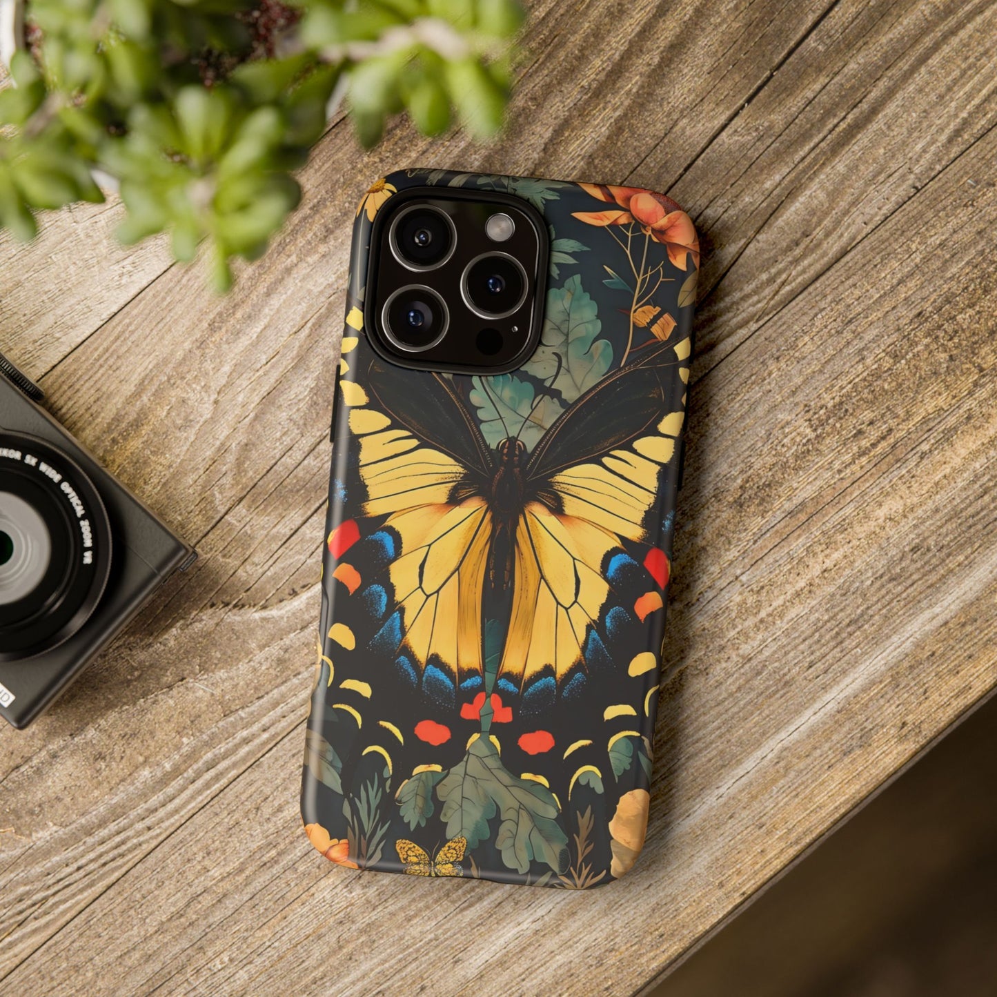 Butterfly Floral Phone Case, Art-inspire Tough Case, Gift for Nature Lovers, Butterfly Pattern Cover, Eco-Friendly Mobile Accessory