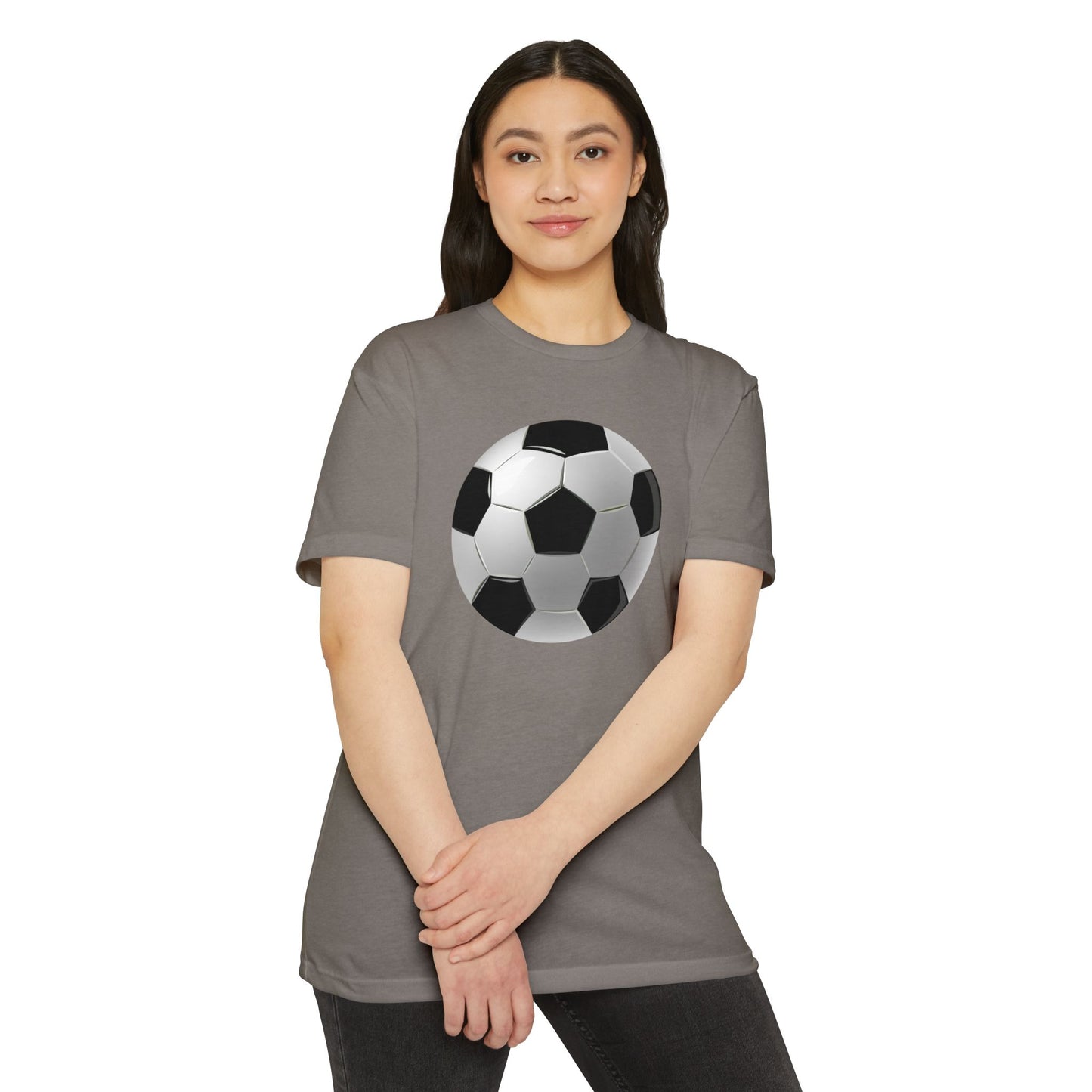 Unisex CVC Jersey T-shirt - Dynamic Football Design - Sports Passion and Energy