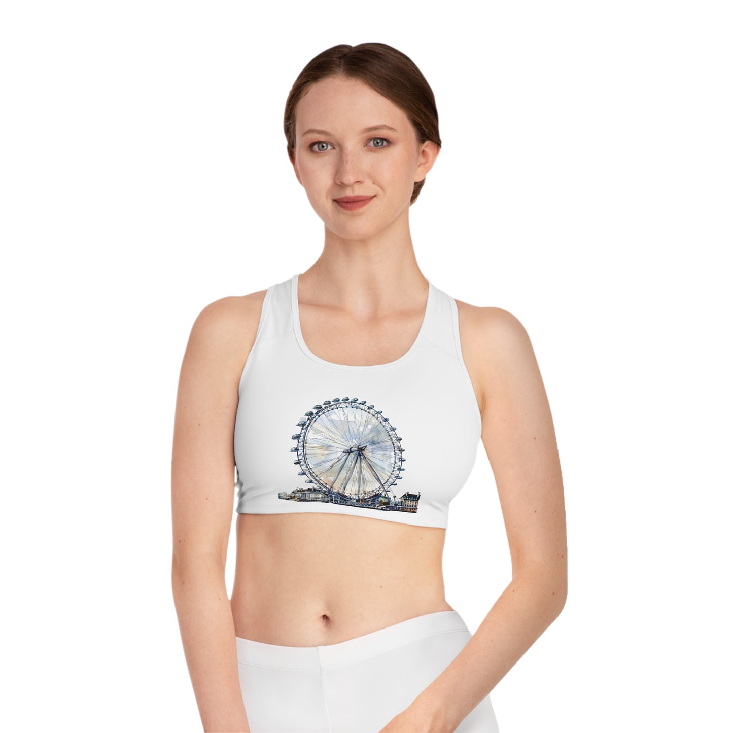 Sports Bra - Activewear for Travel Enthusiasts - London Eye - London's Ferris Wheel