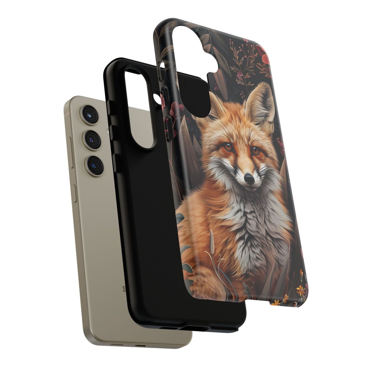 Fox Floral Phone Case, Tough Cases for Animal Lovers, Nature Themed Gift, Cute Phone Cover, Wild Fox Protector