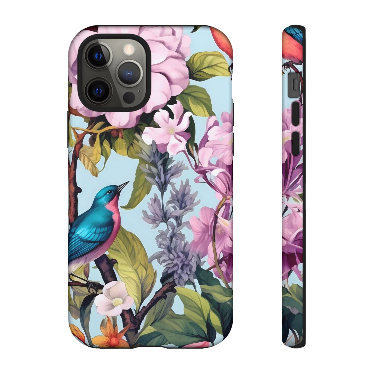 Floral Phone Case with Birds, Tough Cases for Nature Lovers, Stylish Phone Accessories, Unique Gifts for Her, Cute Tech Protector