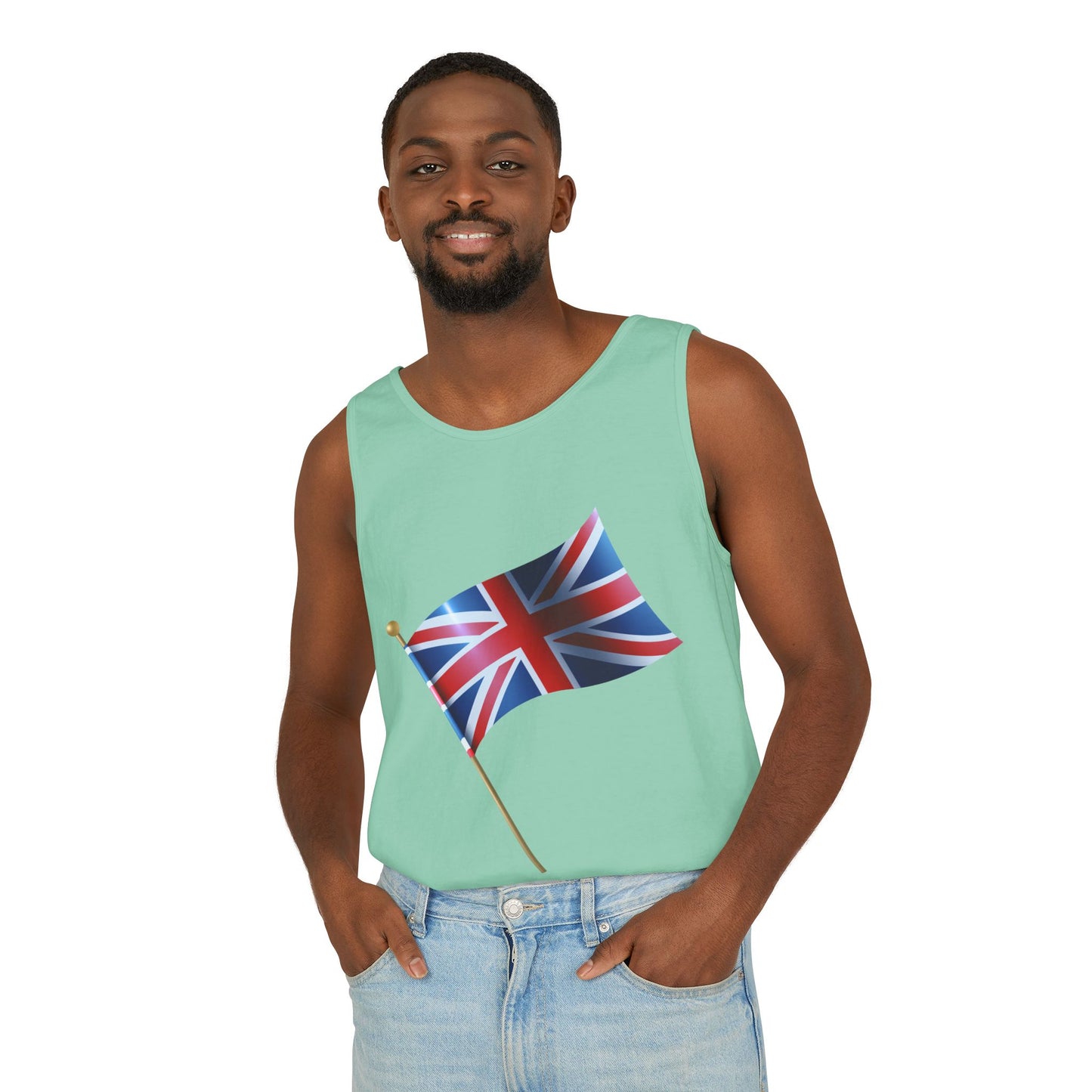 Unisex Garment-Dyed Tank Top - Classic UK Flag Design - Union Jack Symbol