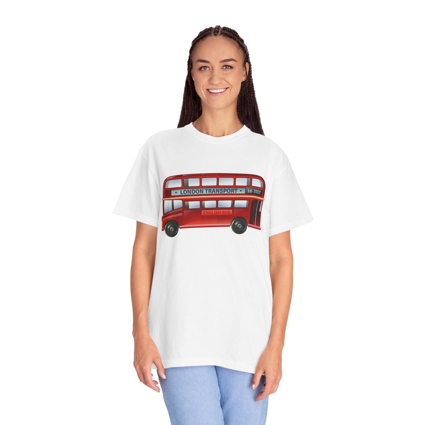 Unisex Garment-Dyed T-shirt - Rolling Through History: The British Red Bus