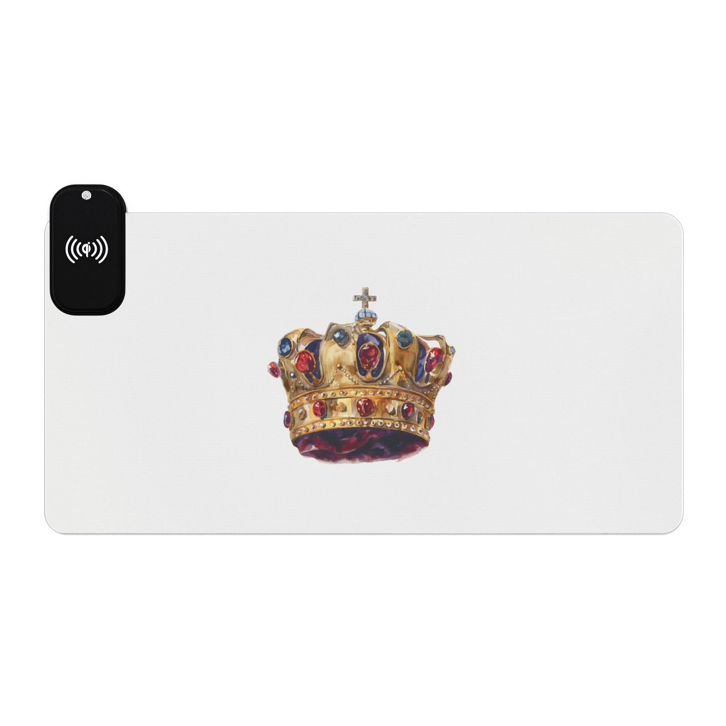 Golden Royal Crown – Monarch’s Glory - Wireless Charging LED Gaming Mouse Pad with Crown Design, Gamer Gift, Desk Accessory, Workflow Improvement, Unique Gaming Decor