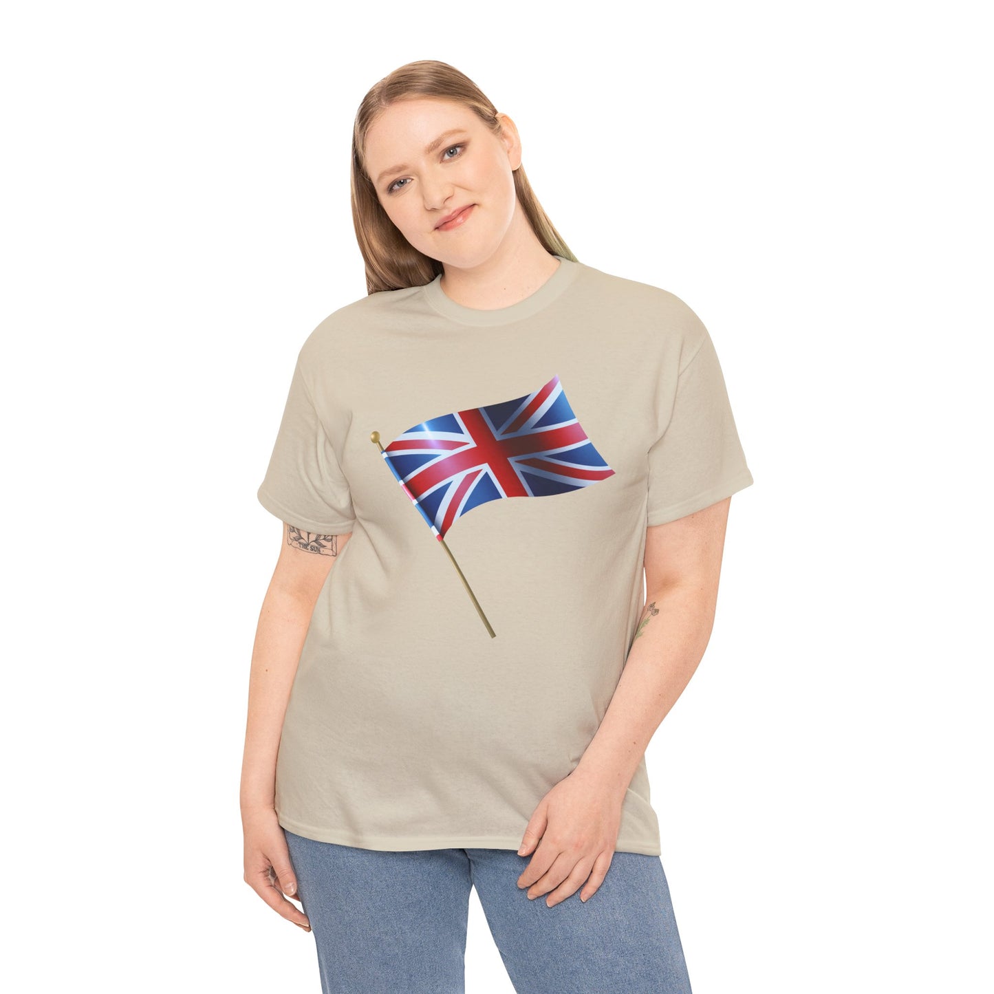 Unisex Heavy Cotton Tee - Classic UK Flag Design - Union Jack Symbol