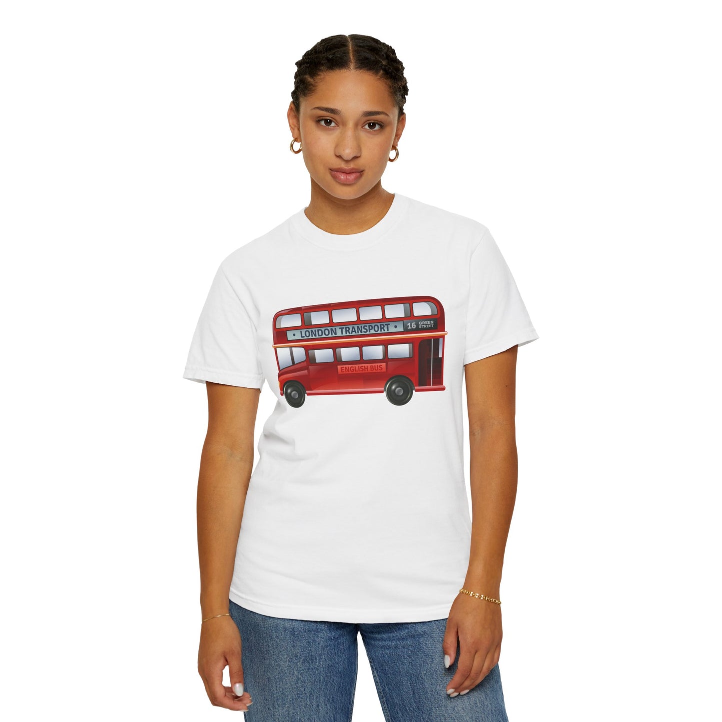 Unisex Garment-Dyed T-shirt - Rolling Through History: The British Red Bus