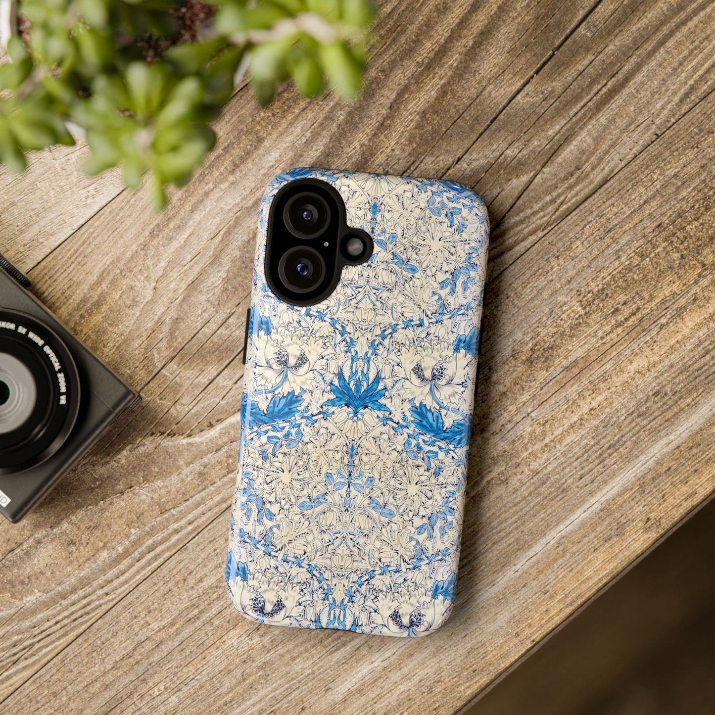 Elegant Floral Phone Case, Tough iPhone Cover, Stylish Mobile Protector, Blue Patterned Case, Unique Gift for Her