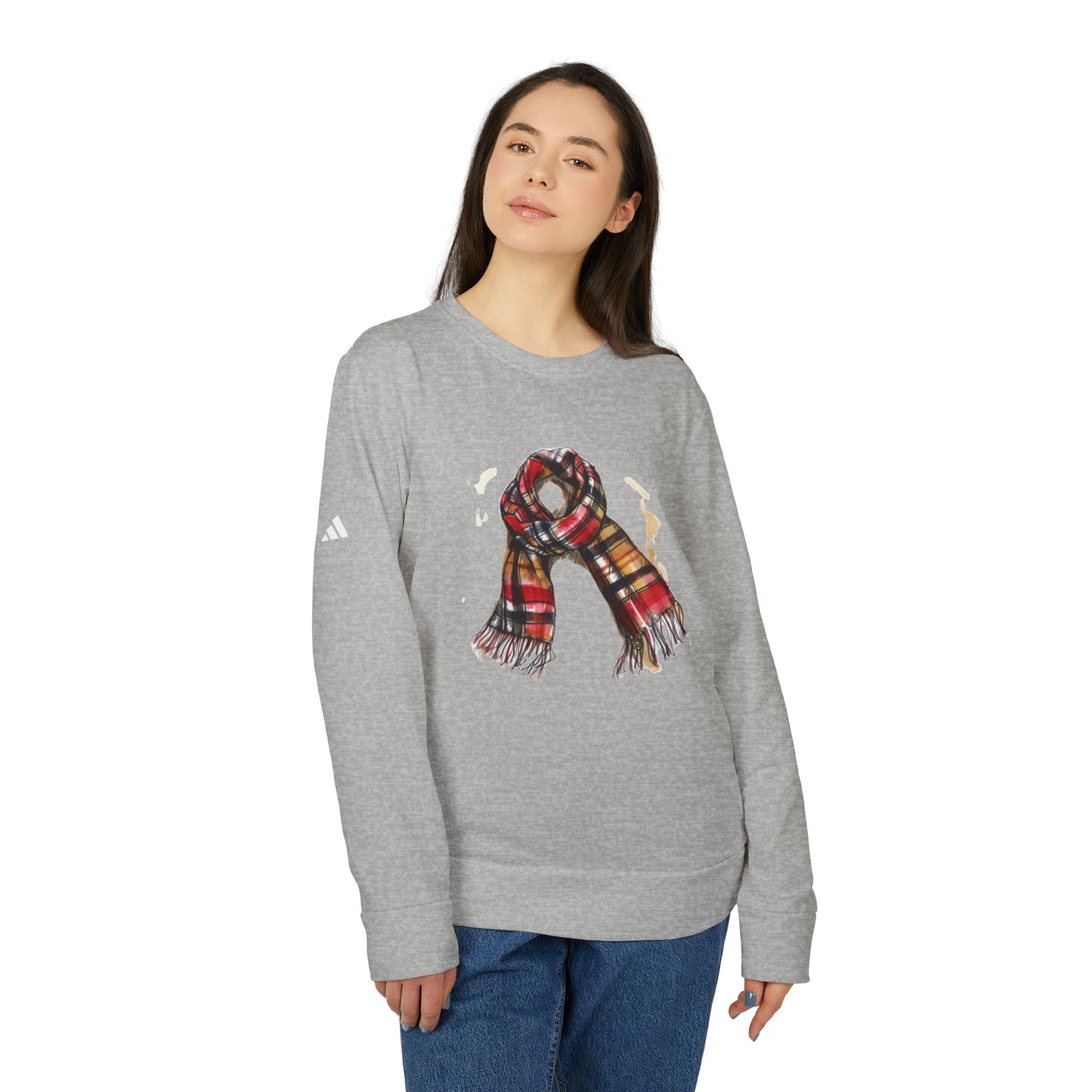 Adidas Unisex Fleece Crewneck Sweatshirt - Cozy Scarf Design