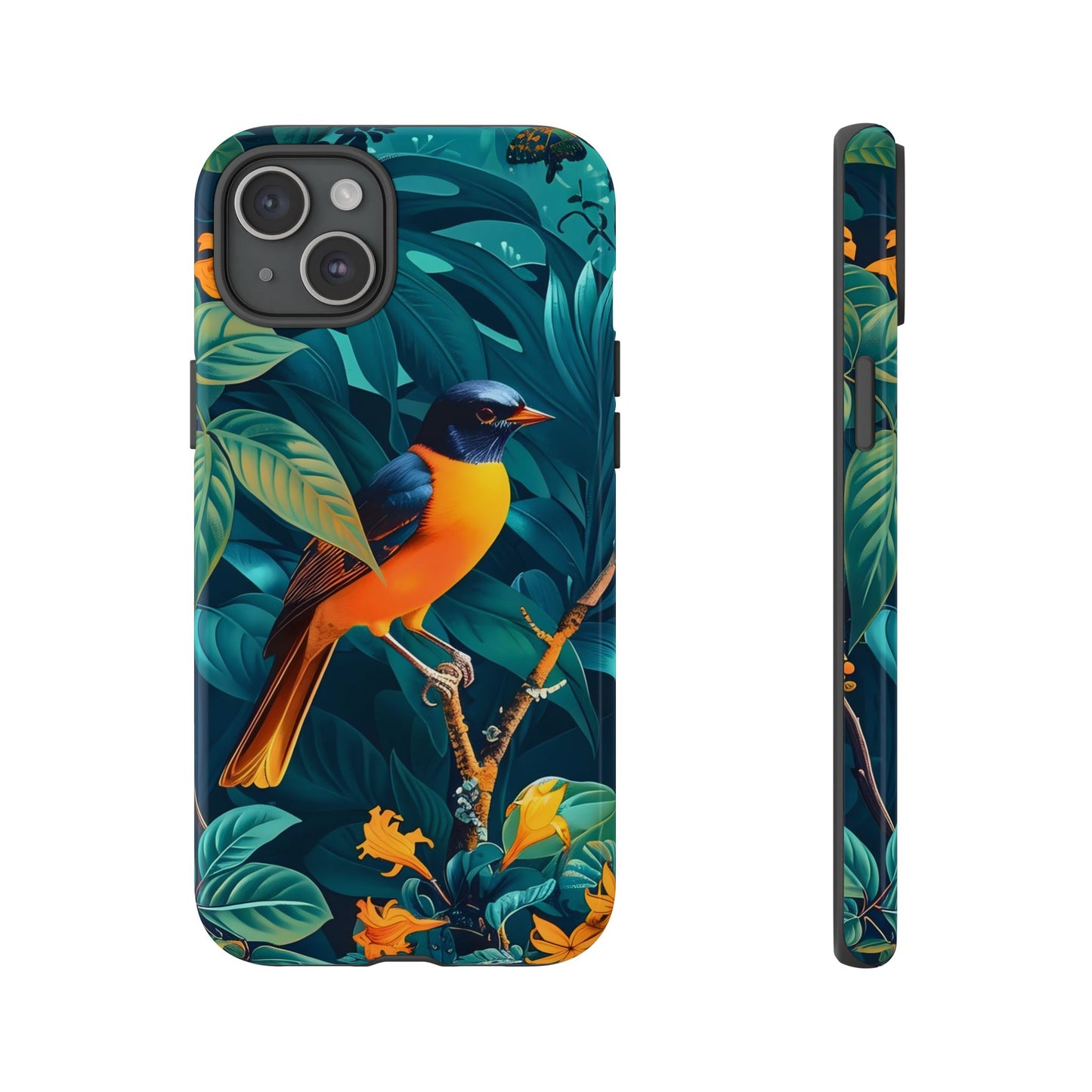 Tough Cases: Vibrant Bird Phone Case, Nature Lover Gift, Eco-Friendly Cover, Floral Design, Spring Decor