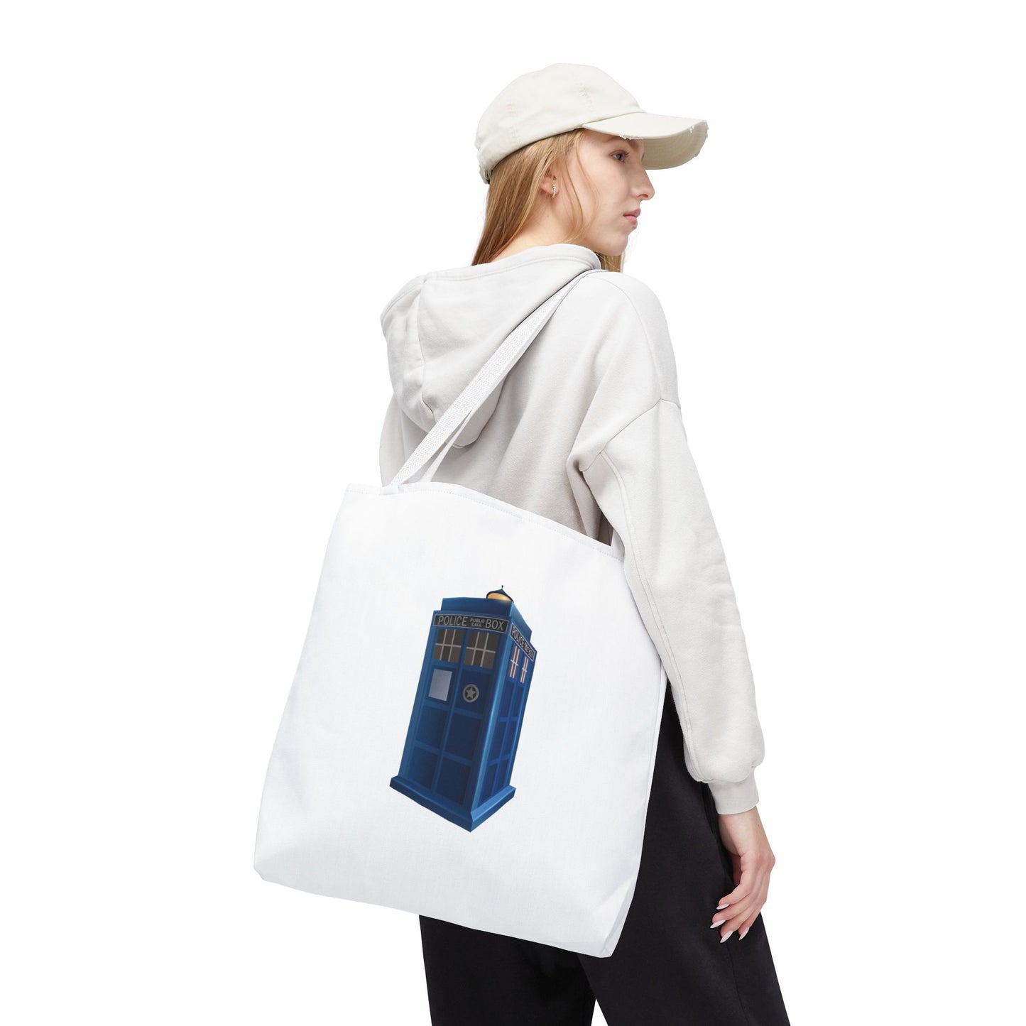 Doctor Who Inspired Tote Bag | Blue Police Box Bag | Fan Merchandise | Eco-Friendly Shopping Bag | Unique Gift for Whovians