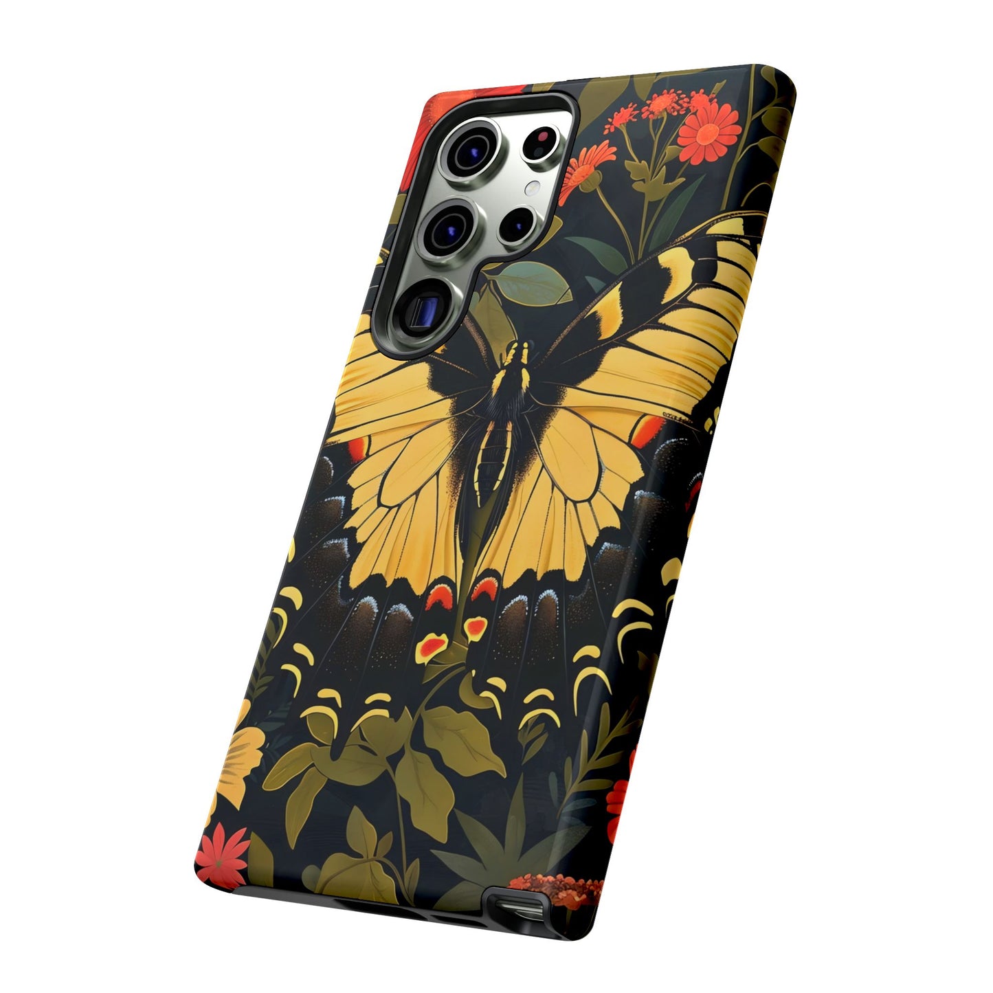 Butterfly Floral Phone Case, Tough Cases with Vibrant Design, Protective Cover for Nature Lovers, Gift for Her