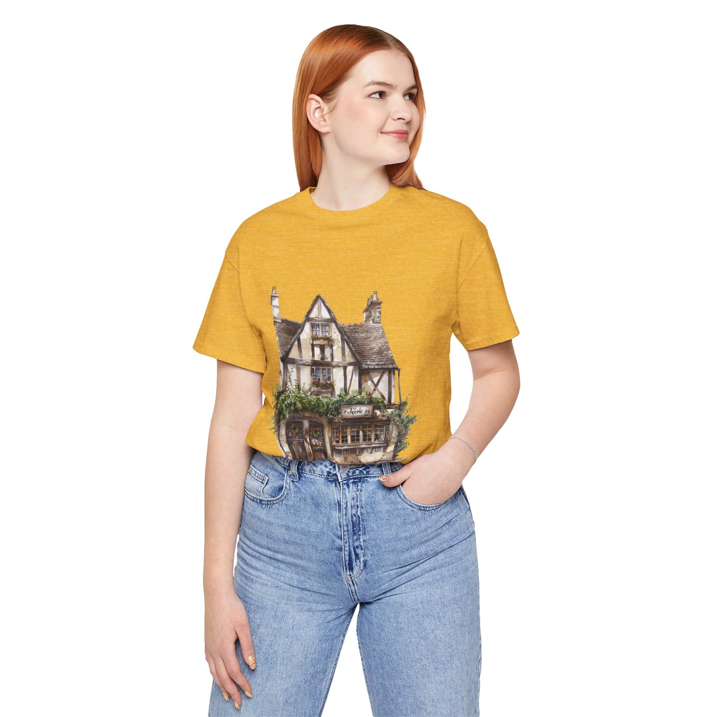 Unisex Jersey Short Sleeve Tee - Cottages & Cobblestones - A British Village Dream