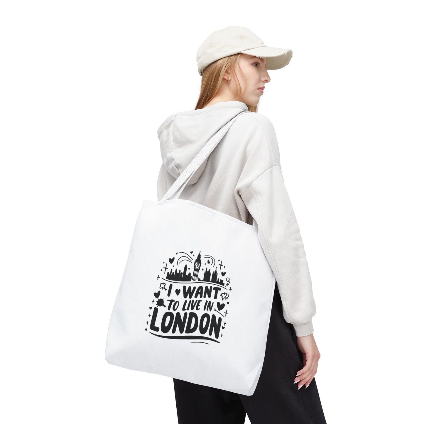 I Want to Live in London Tote Bag - City Lover Tote, Travel Bag, Gift for London Fans, Stylish Shopping Tote, Mom Bag