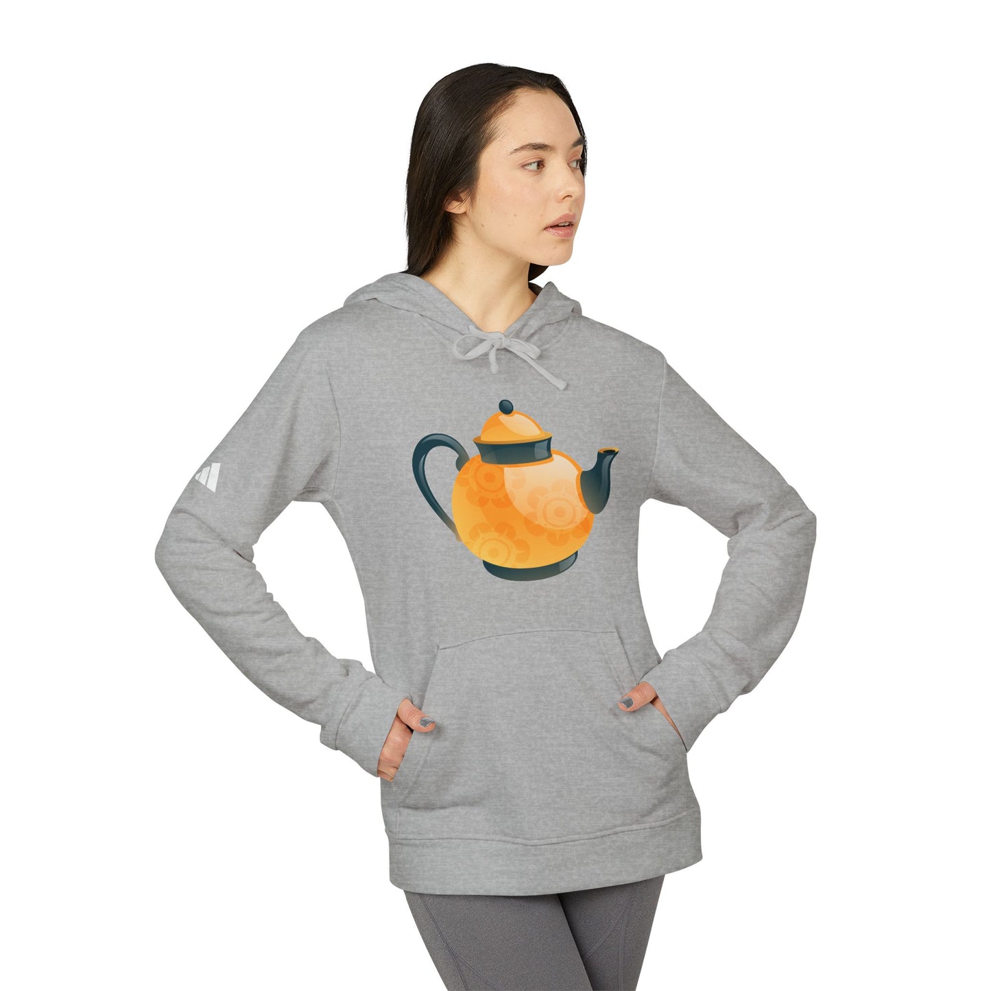 Adidas Unisex Fleece Hoodie - Cozy Teapot Graphic Hoodie for Tea Lovers
