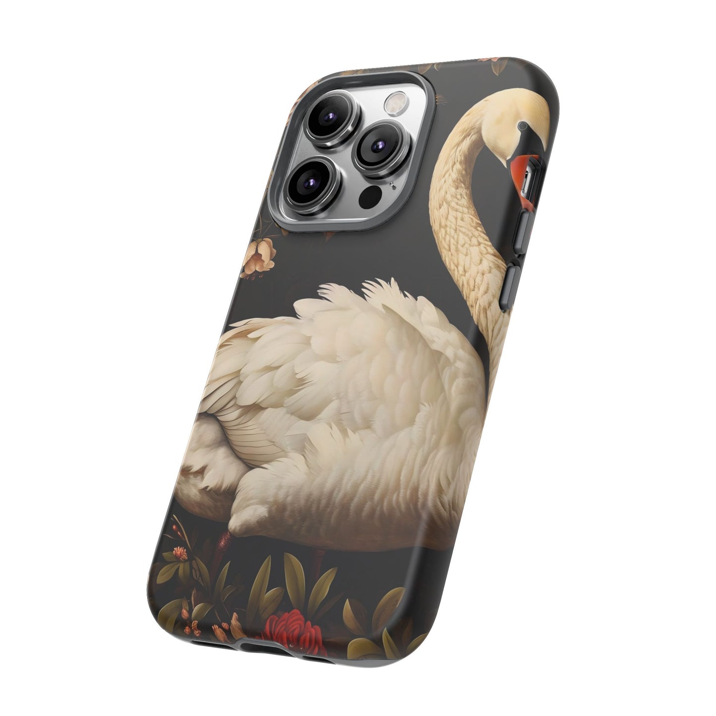 Elegant Swan Phone Case, Floral iPhone Cover, Tough Phone Case, Gift for Her, Nature Lover, Mother's Day, Birthday