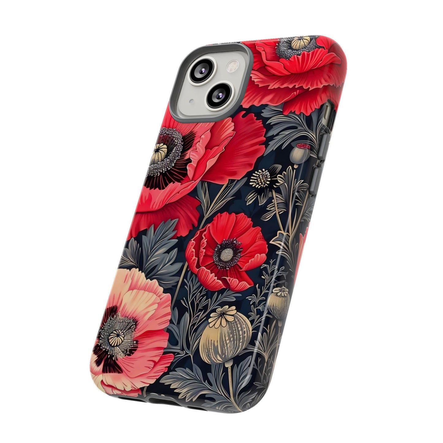 Floral Phone Case with Artistic Poppies, Tough Cases, Flower Design, Nature Lover Gift, Customizable Mobile Cover, Stylish Phone Accessories